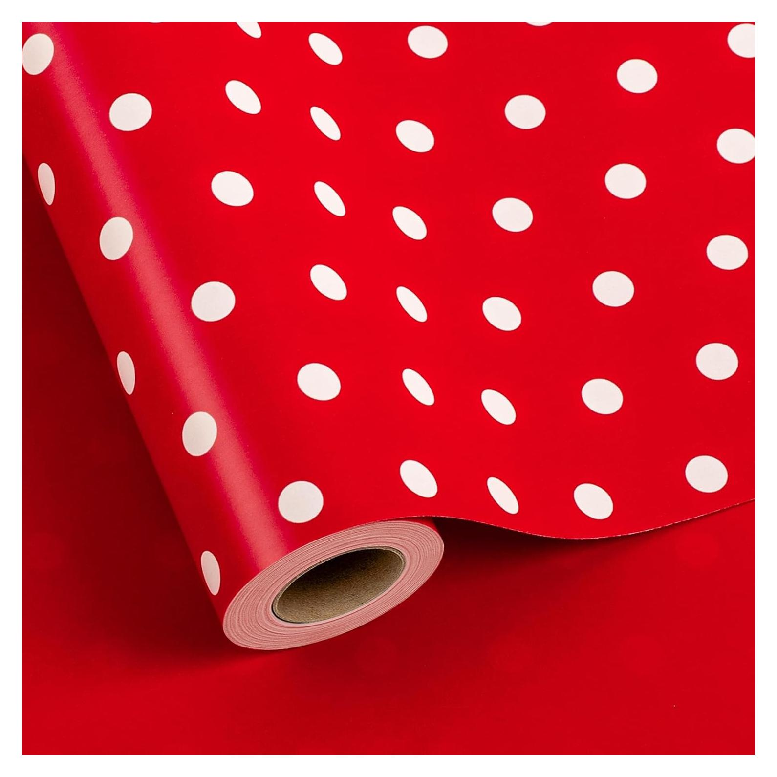 Papel de Regalo Reversible Yarcony 43 cm x 10 m Rojo y Blanco