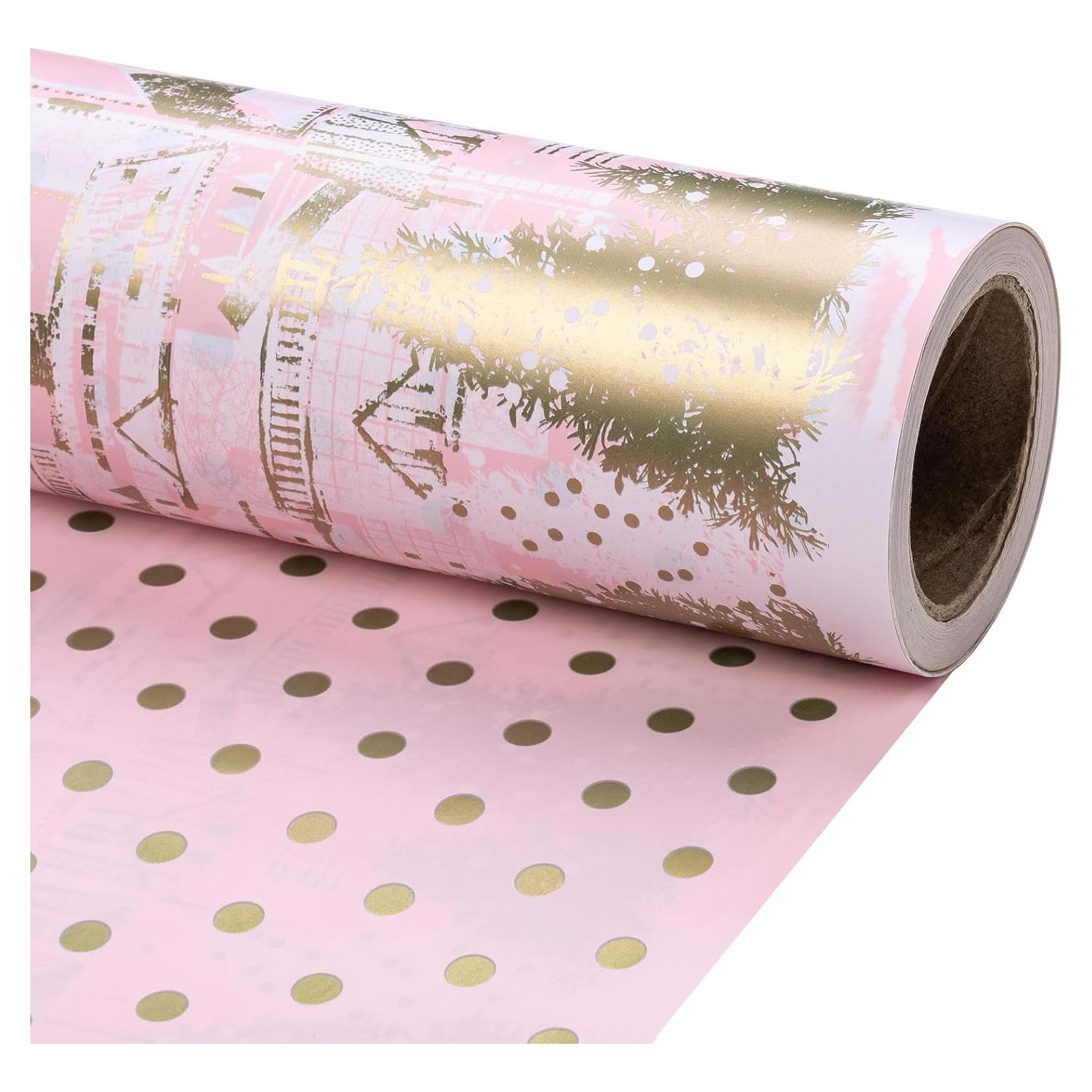 Papel de Regalo Reversible RUSPEPA 43.2 cm x 10 m Rosa Dorado