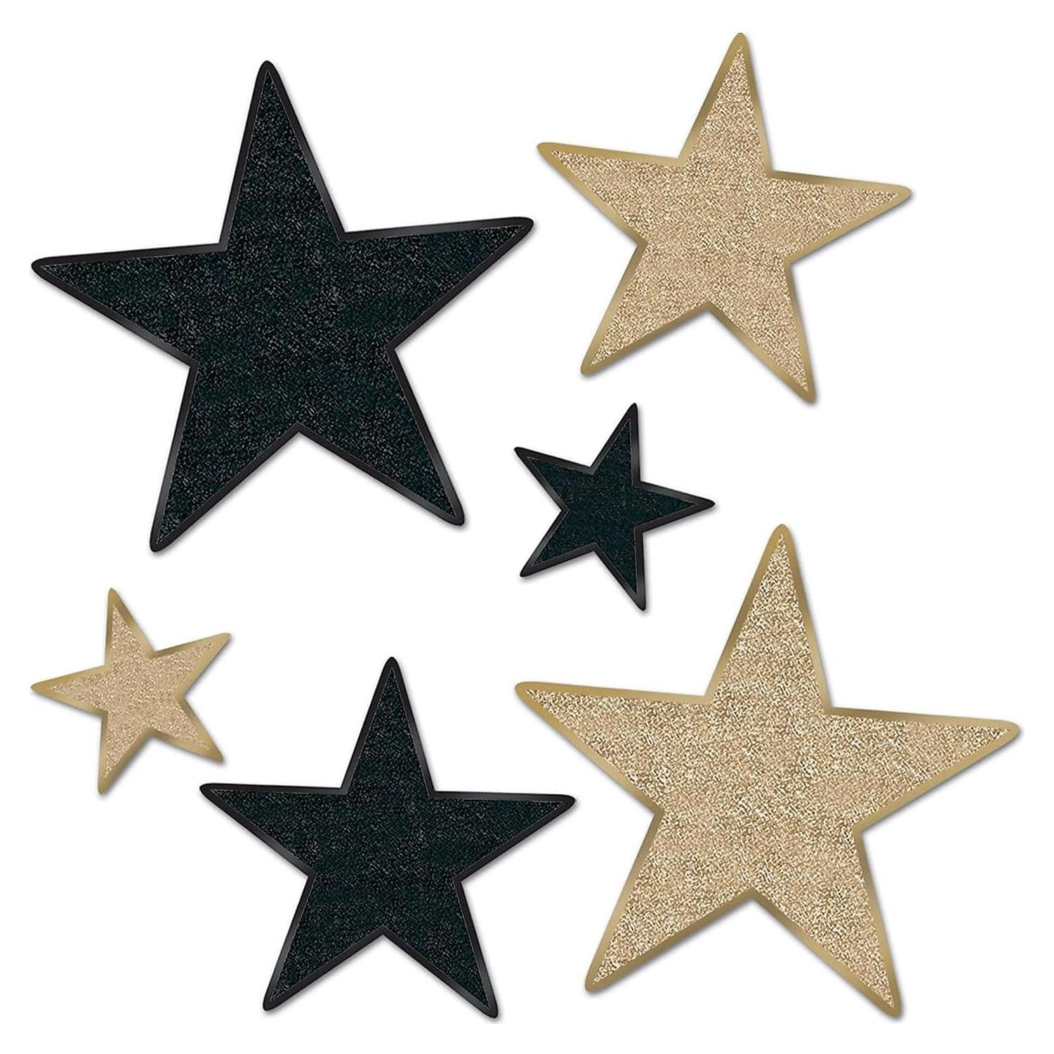 Cortadores de Estrellas Beistle 6 Piezas Negro/Dorado 5-30 cm