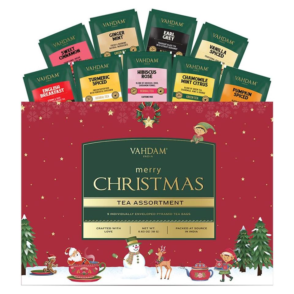 Set de Regalo de Té VAHDAM Navidad 2025 - 9 Bolsitas Premium