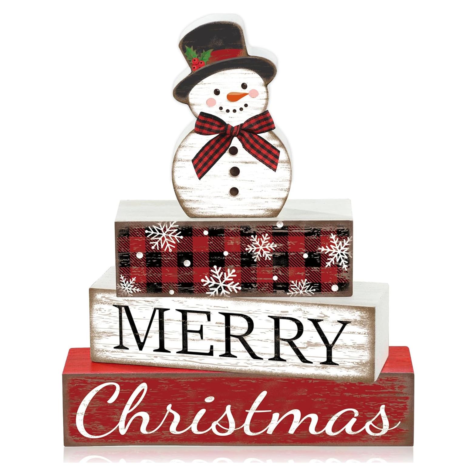 Decoración de Mesa de Navidad Muñeco de Nieve Augisteen 4 Pcs