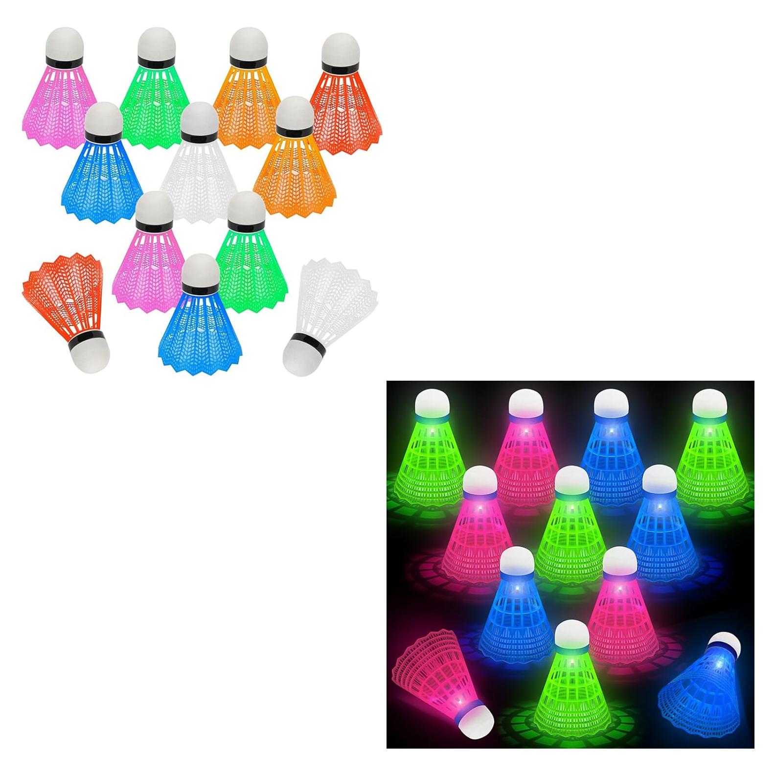 Hysagtek 12 Plumas de Bádminton + 12 Plumas LED Brillantes