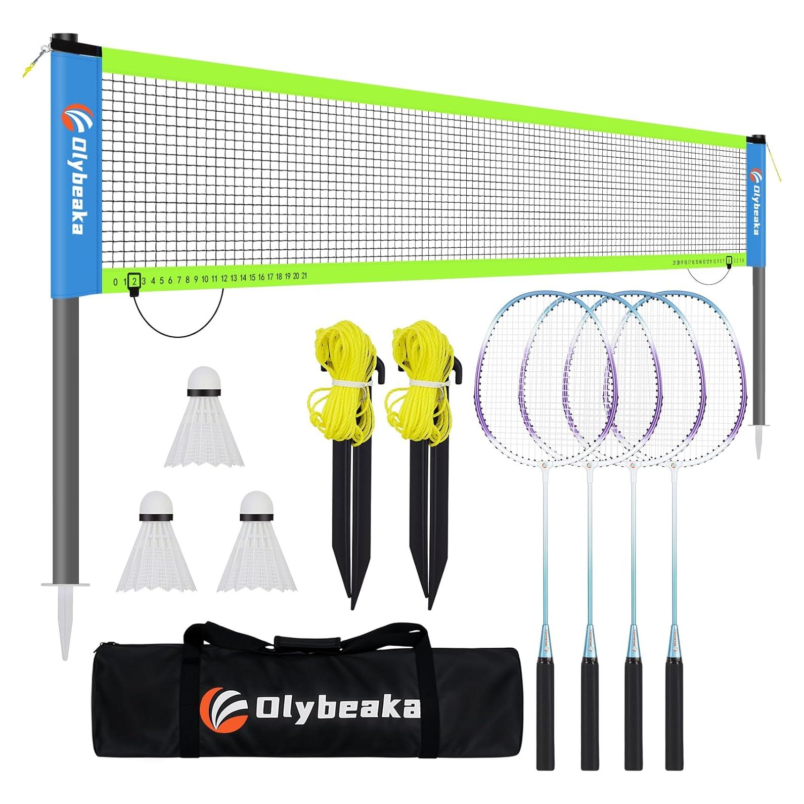 Set de Bádminton Portátil Olybeaka 6.1m con Raquetas y Bolsa