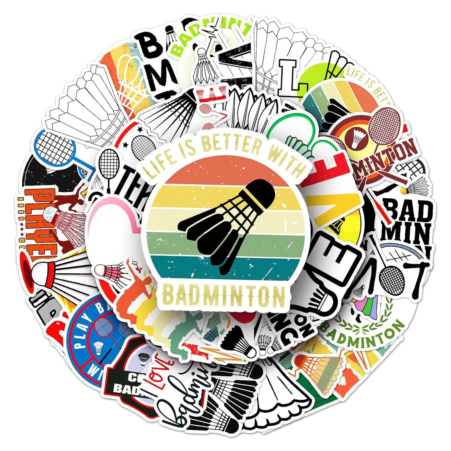 Calcomanías de Bádminton Aiwuding - 50 Piezas Vinilo Impermeable