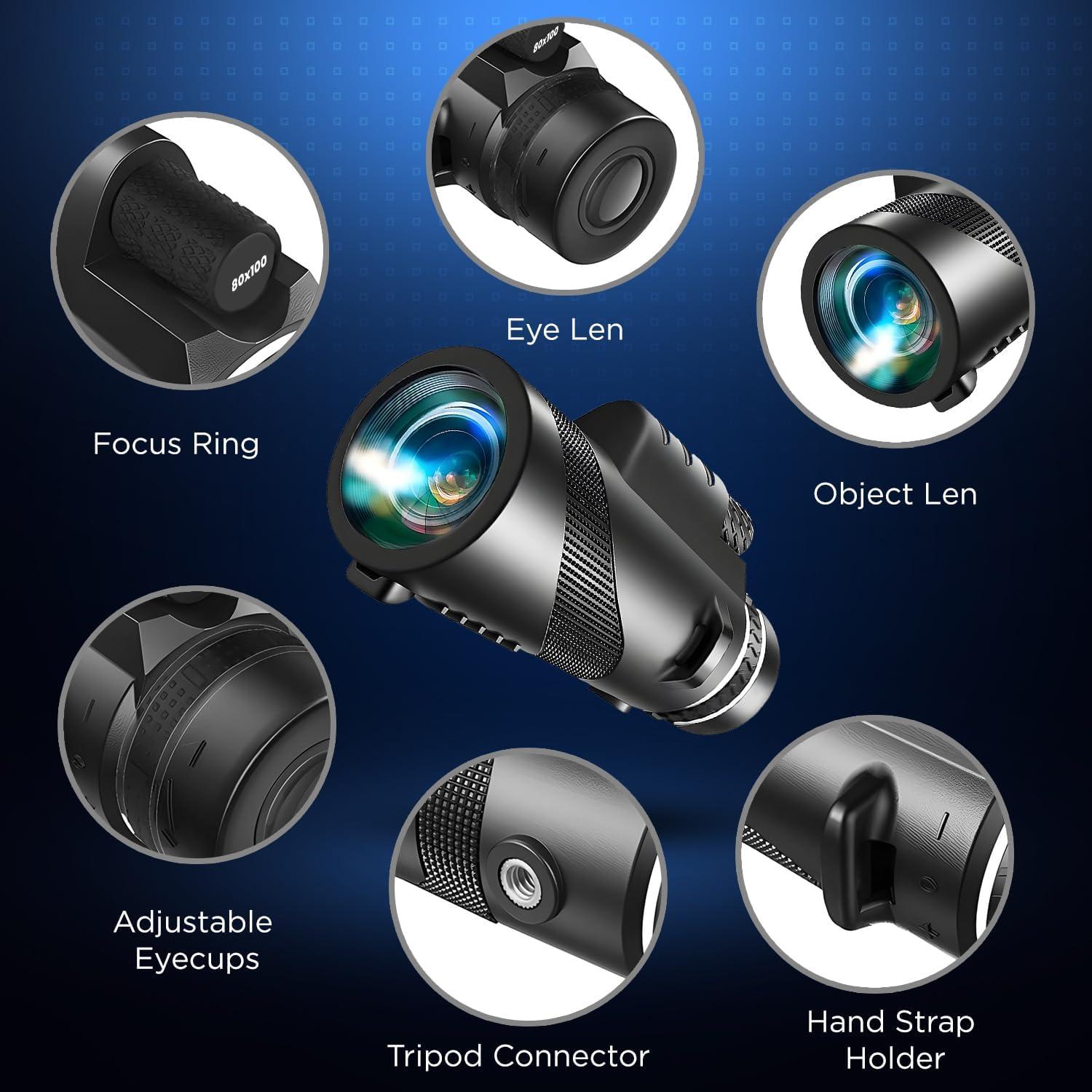 Monocular Telescopio Skybound 80x100 Alta Definición para Smartphone