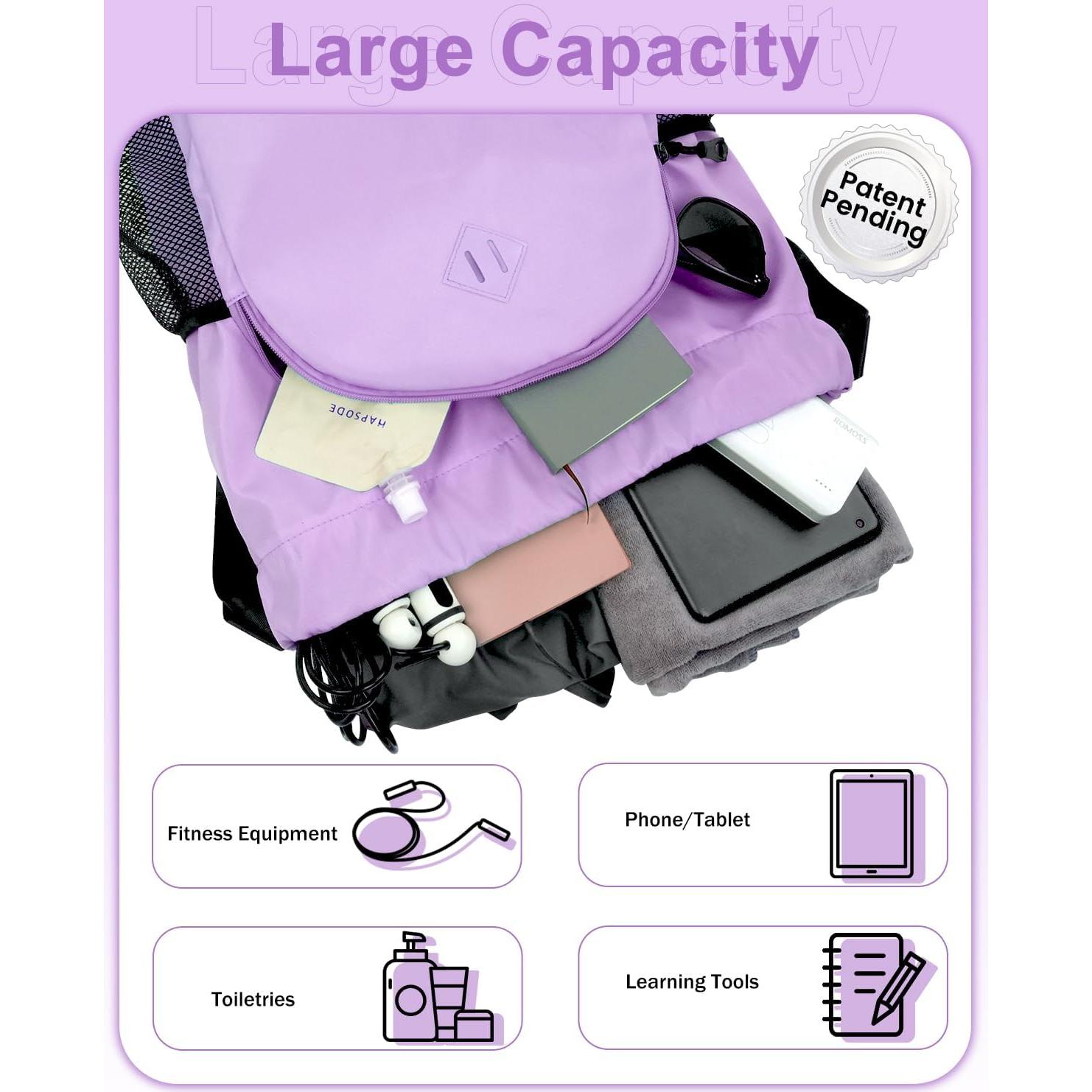 Mochila de Cuerda RHDZO 24L Impermeable con Compartimento para Zapatos