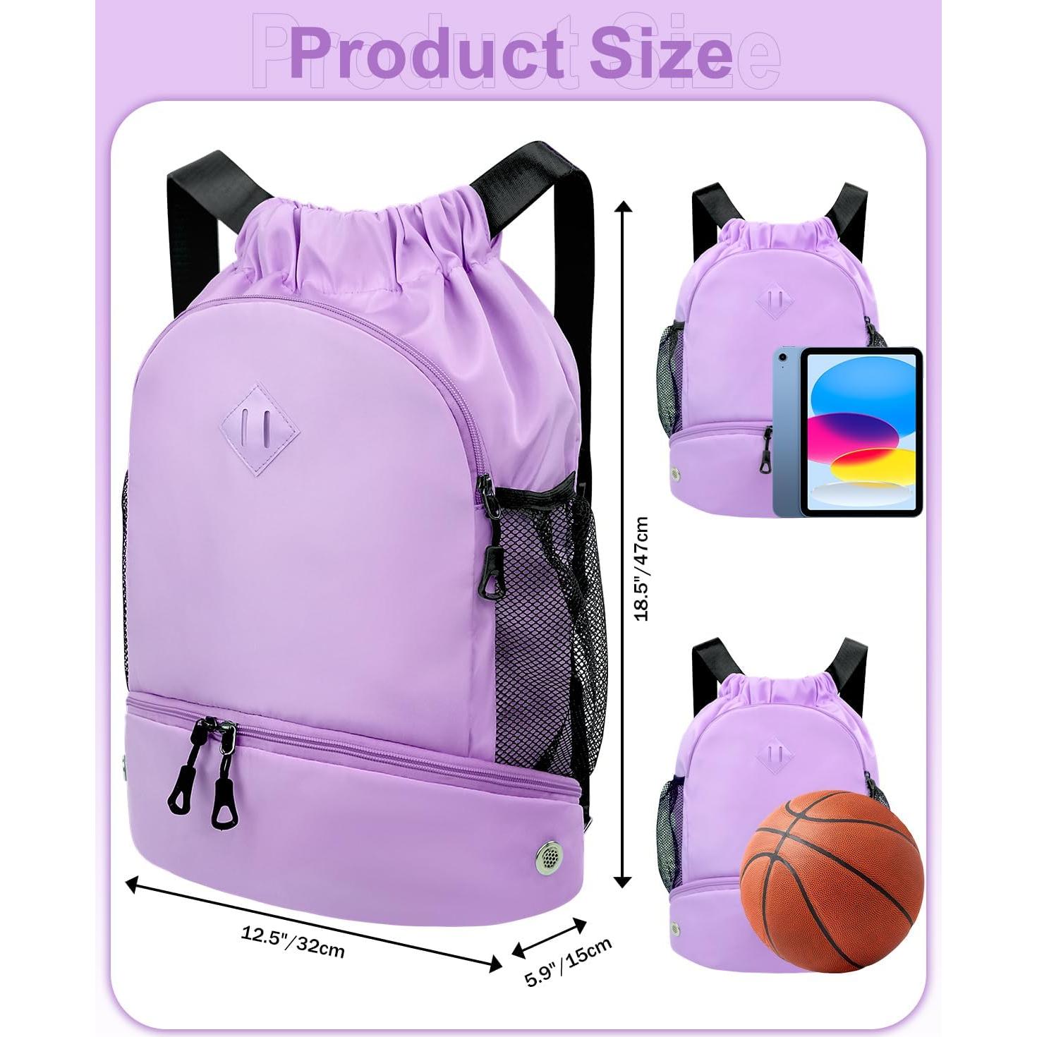 Mochila de Cuerda RHDZO 24L Impermeable con Compartimento para Zapatos