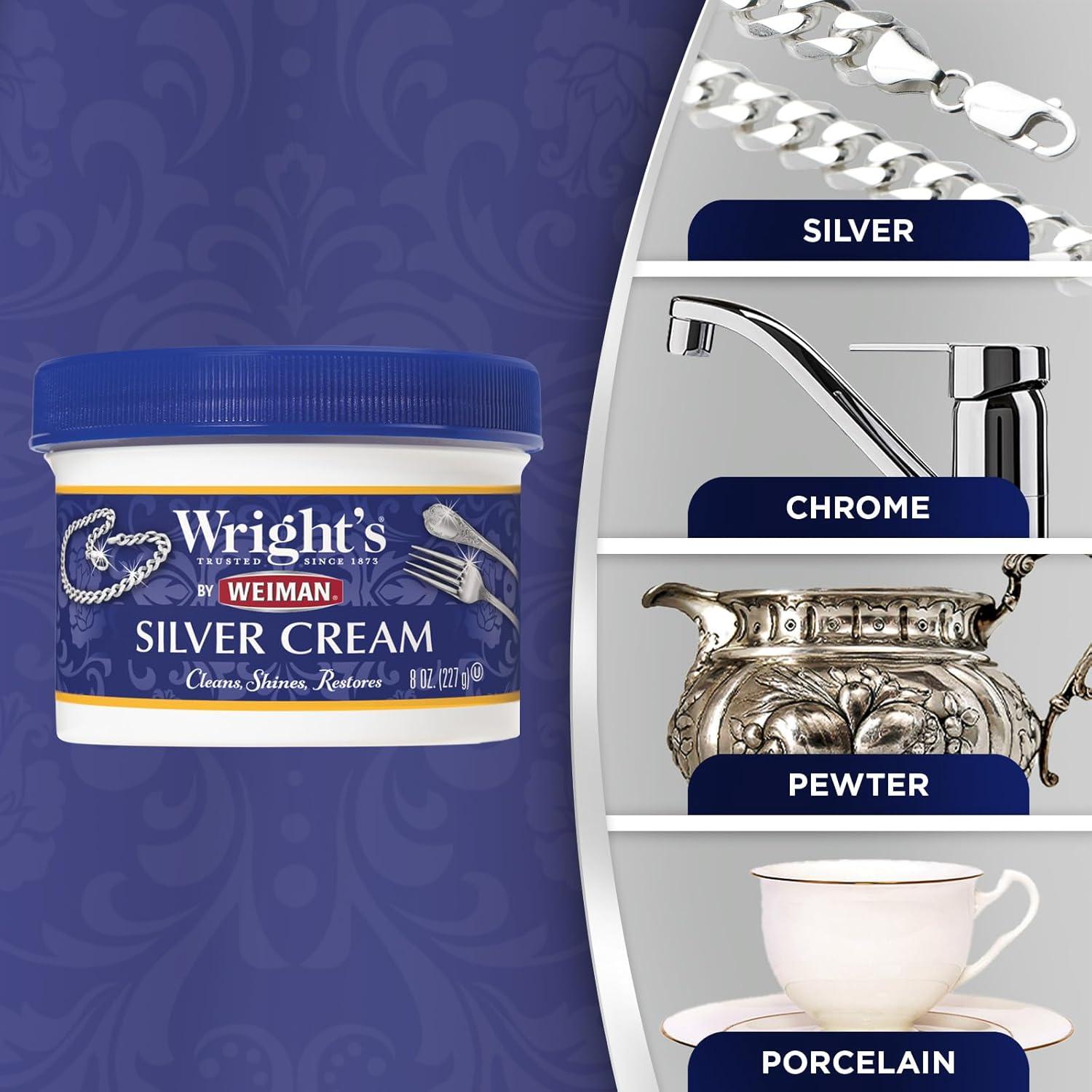 Crema Limpiadora de Plata Weiman 226g con Paño Pulido