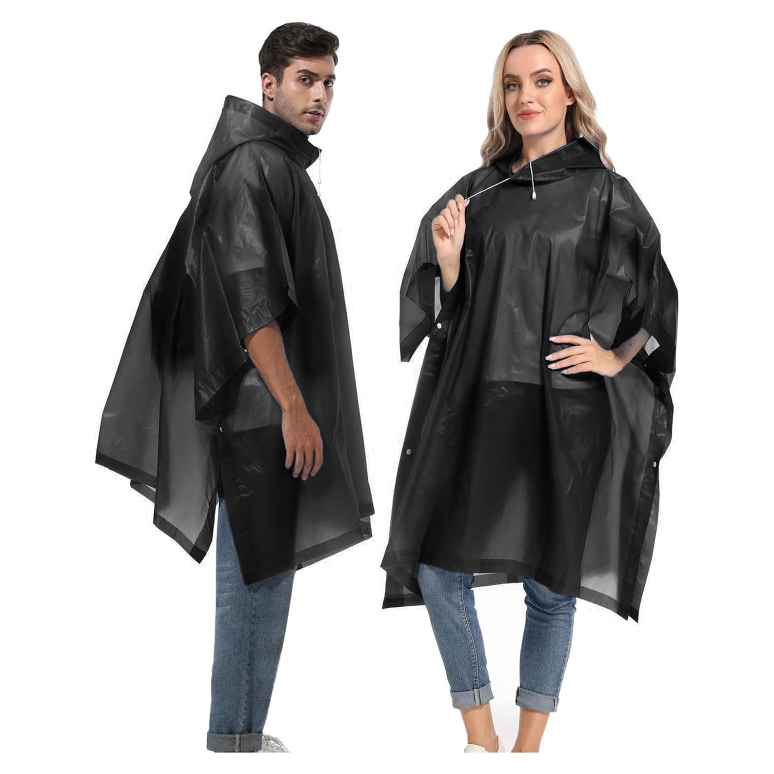 Ponchos de Lluvia Reutilizables HOOMBOOM 2 Paquetes Negro