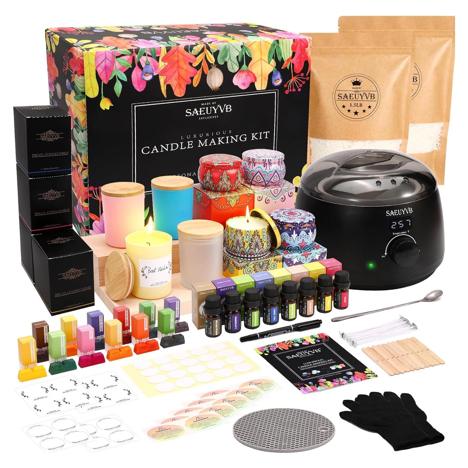 Kit de Fabricación de Velas SAEUYVB - 8 Latas y Olla LED