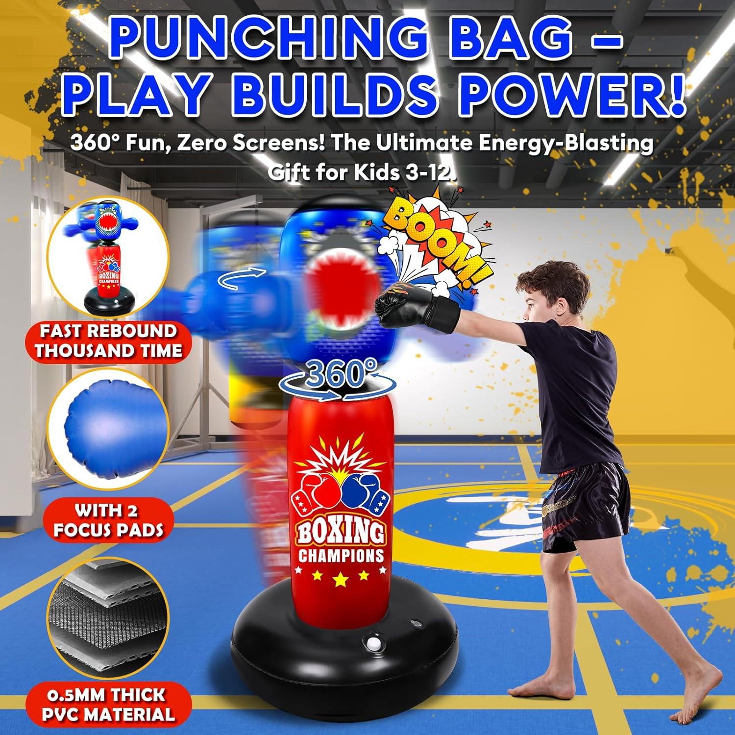Saco de Boxeo Inflable Hyperzoo 160 cm para Niños con Guantes