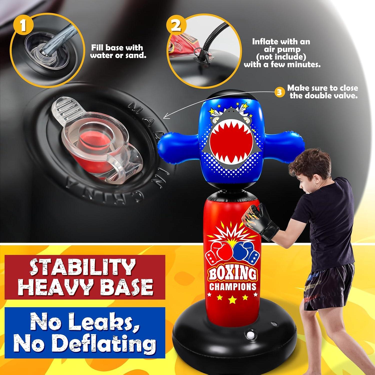 Saco de Boxeo Inflable Hyperzoo 160 cm para Niños con Guantes