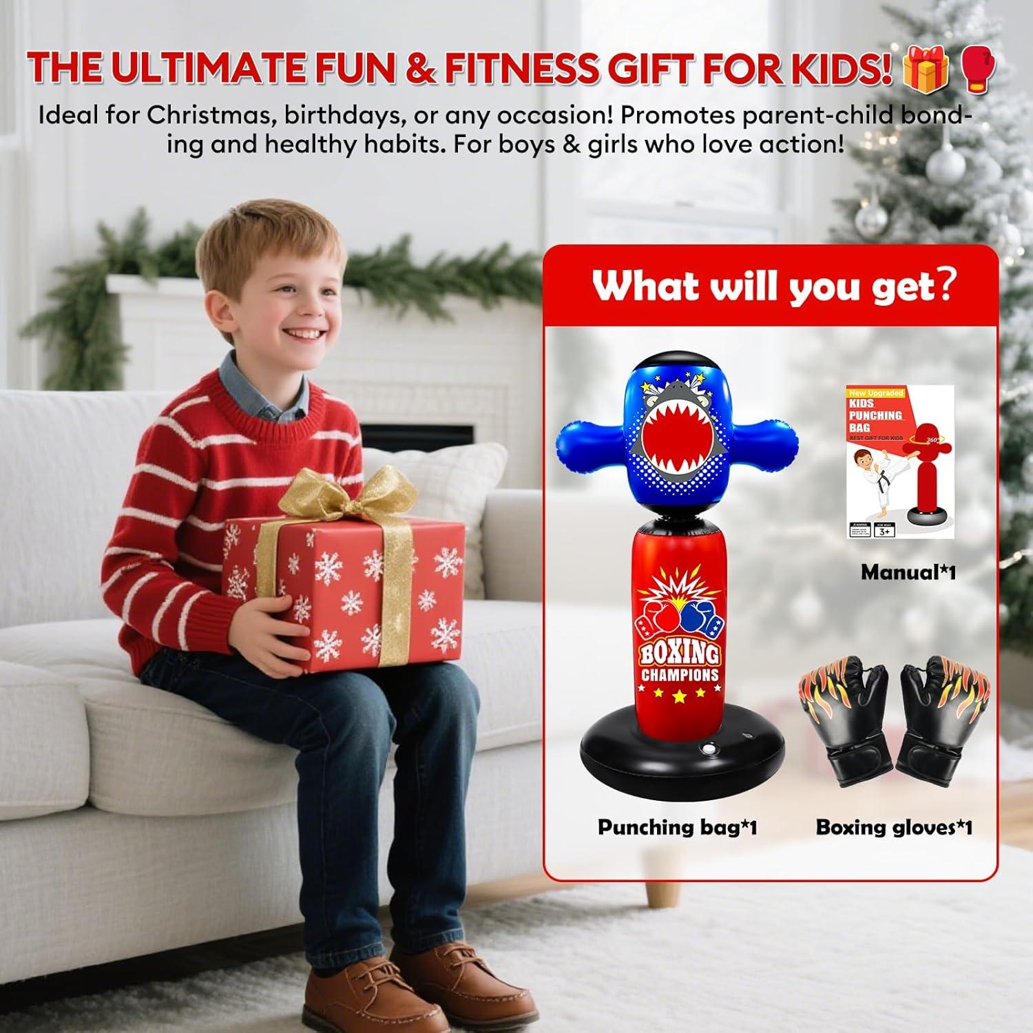 Saco de Boxeo Inflable Hyperzoo 160 cm para Niños con Guantes