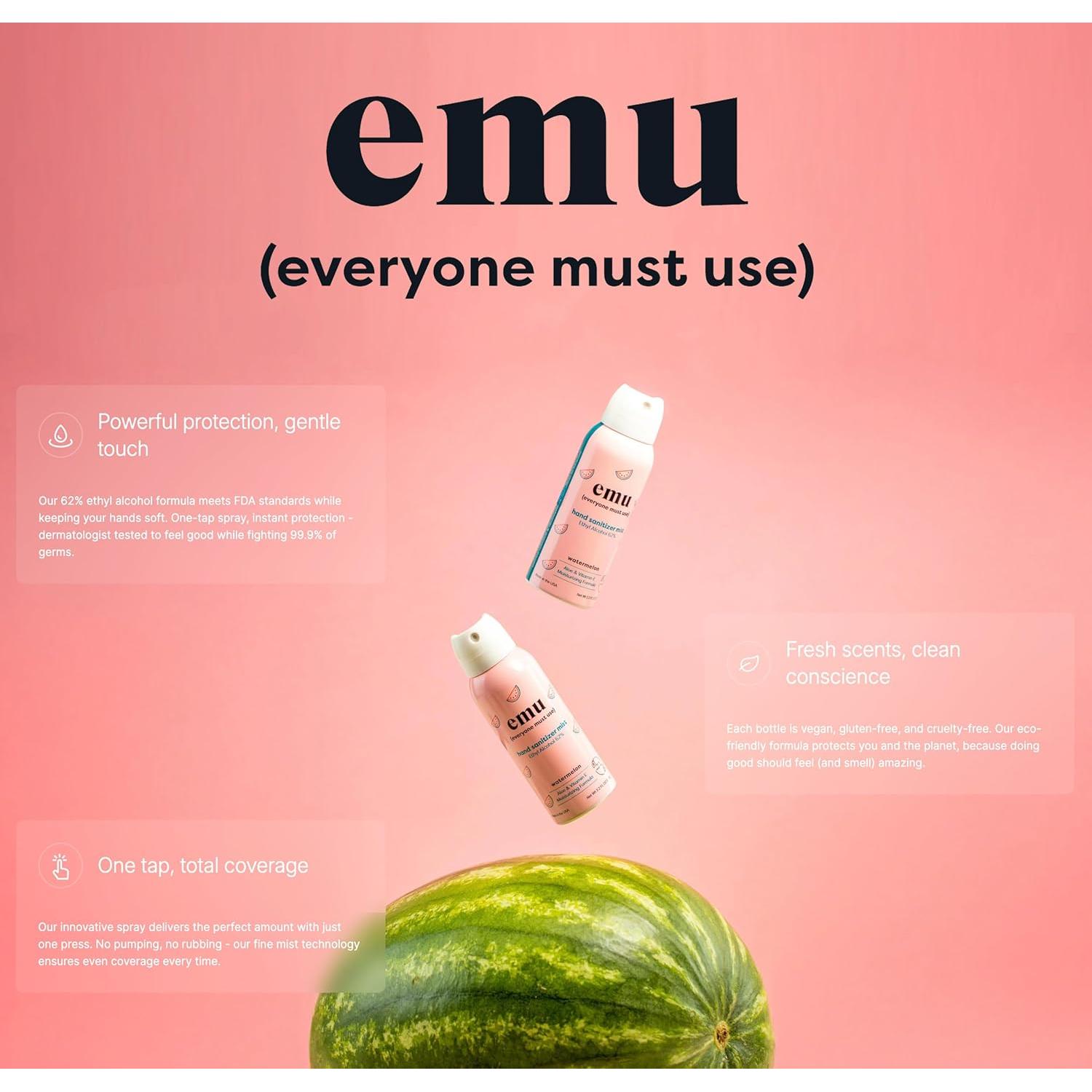 Spray desinfectante de manos EMU 62ml - Hidratante y efectivo