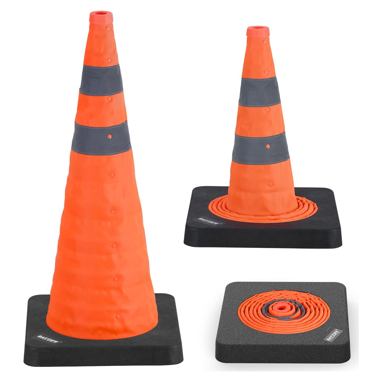 Cono de Seguridad Plegable BATTIFE 71 cm Naranja con Base Pesada
