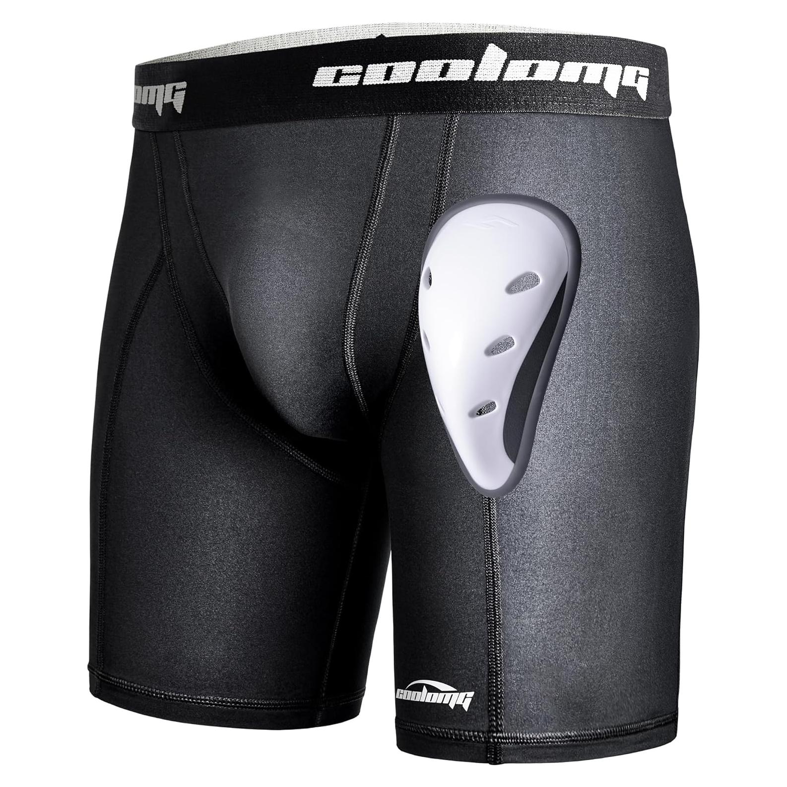 Pantalones Cortos COOLOMG con Copa para Hombre - Negro XL