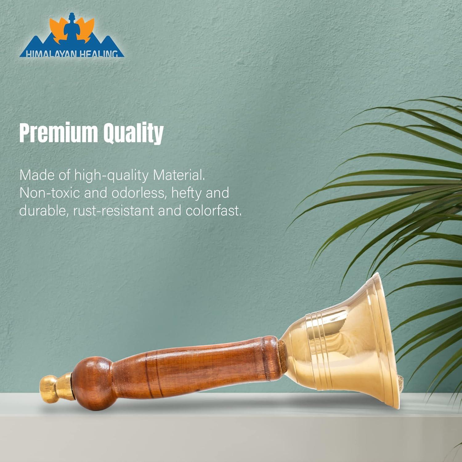 Campana de Mano de Latón Hecha a Mano - 7.92 cm - Oro