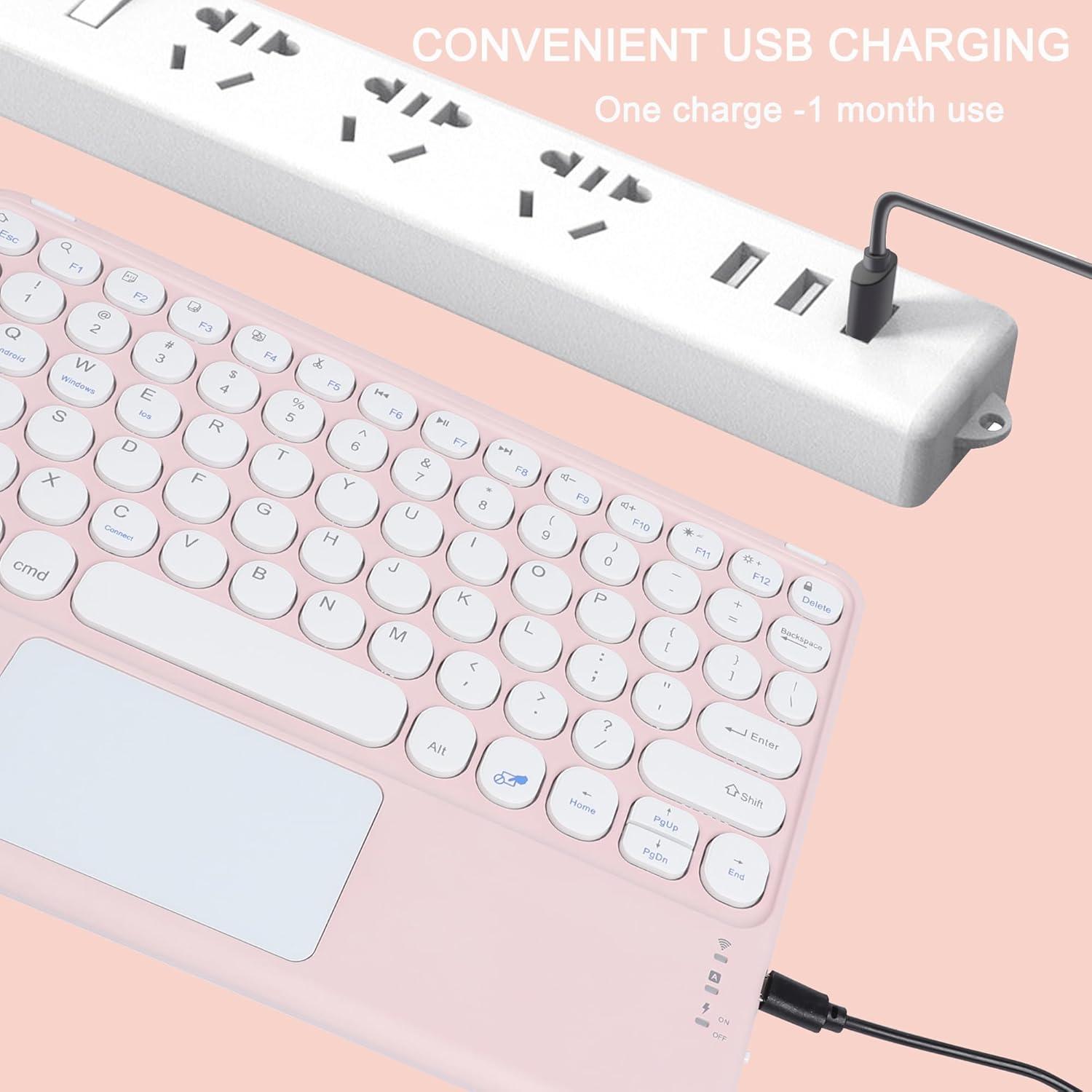 Teclado Inalámbrico Bebettor con Touchpad 10 Pulgadas Rosa