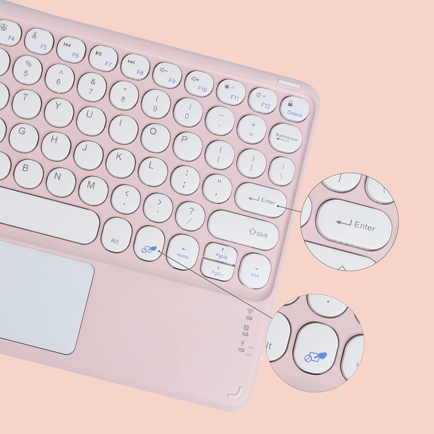 Teclado Inalámbrico Bebettor con Touchpad 10 Pulgadas Rosa