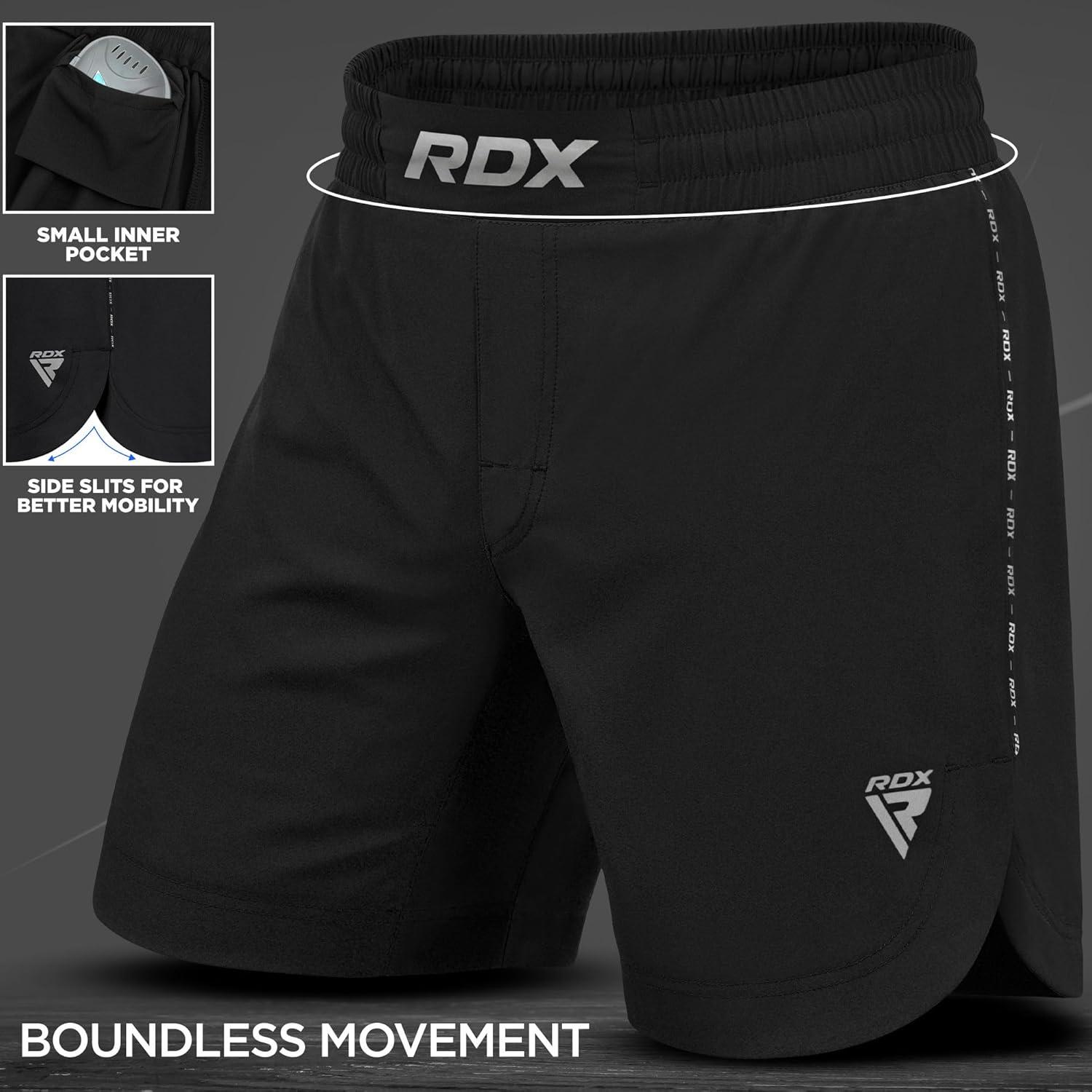 Pantalones Cortos de MMA RDX para Entrenamiento - Negro Mediano