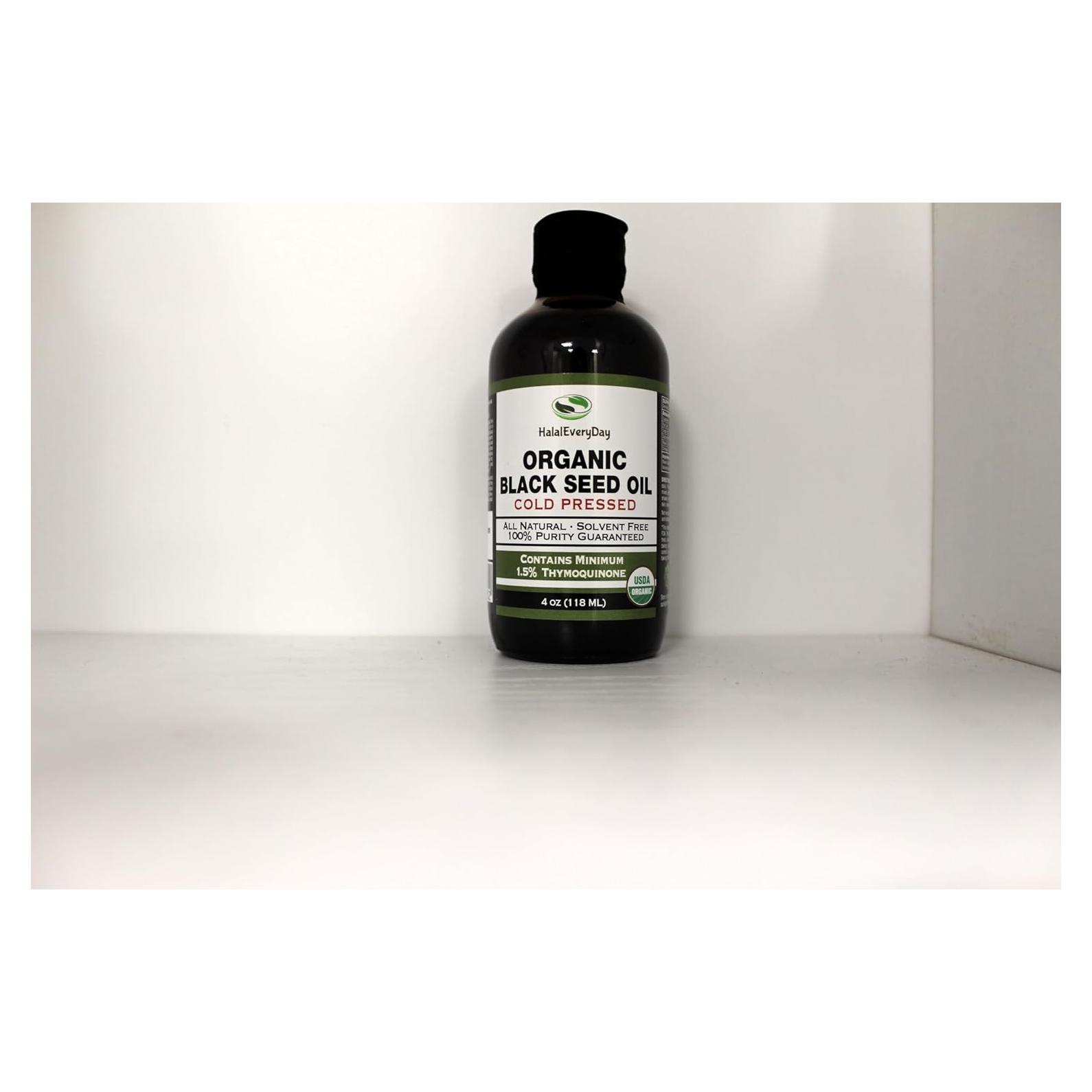 Aceite de Semilla Negra Orgánico HalalEveryDay 113 ml Prensado en Frío