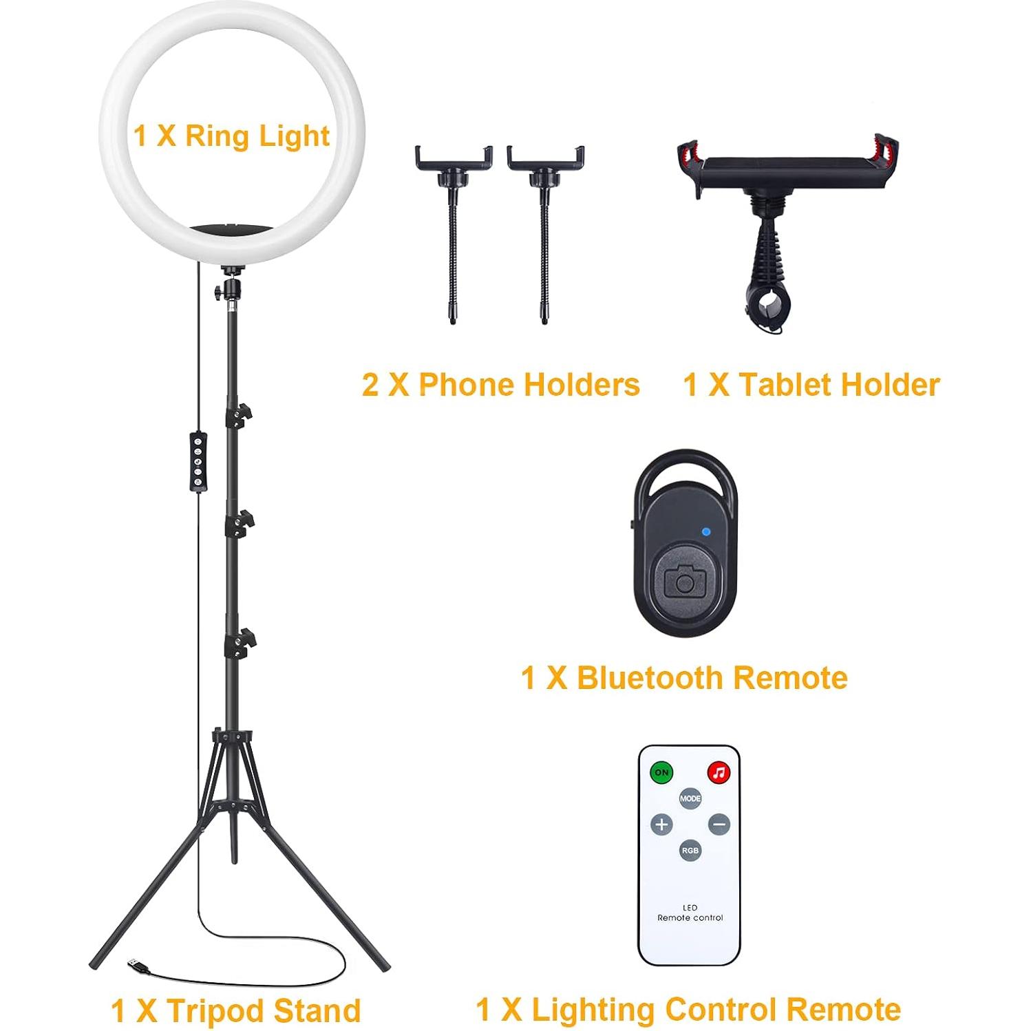 Anillo de Luz LED Herrfilk 33cm con Trípode 193cm y 48 Colores