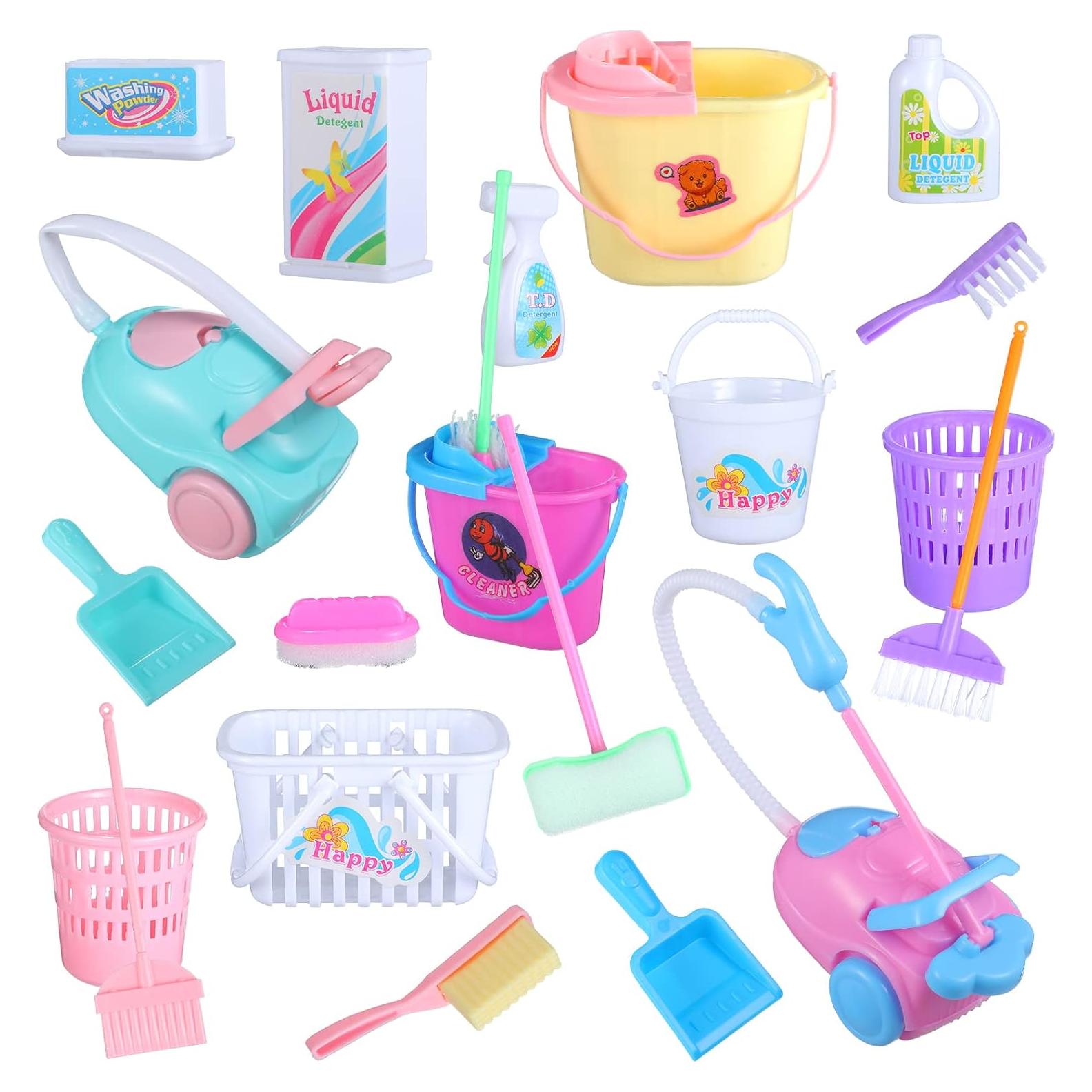 22 Piezas Mini Juguetes de Limpieza para Casa de Muñecas