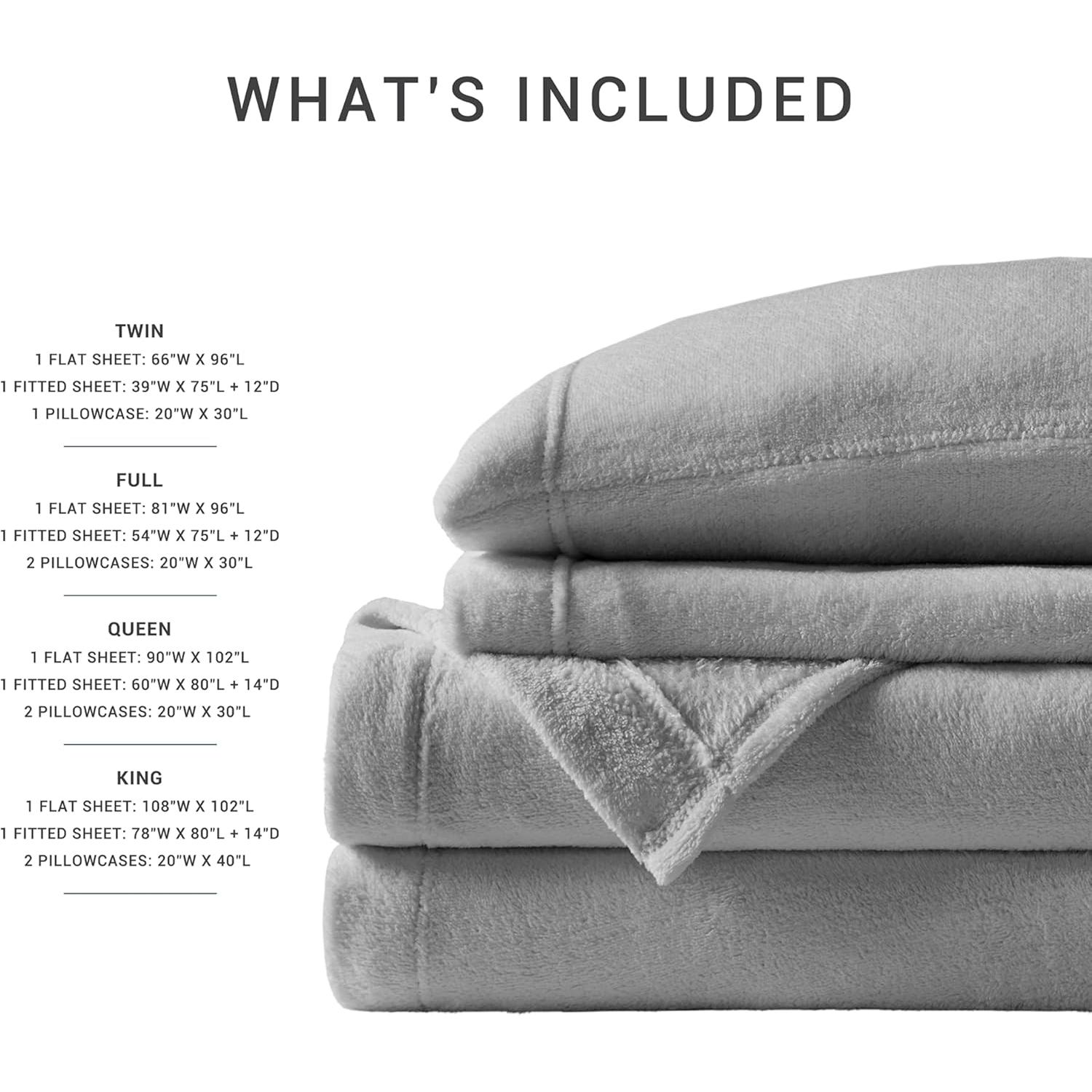 Juego de Sábanas de Felpa Reina True North Gris 4 Piezas