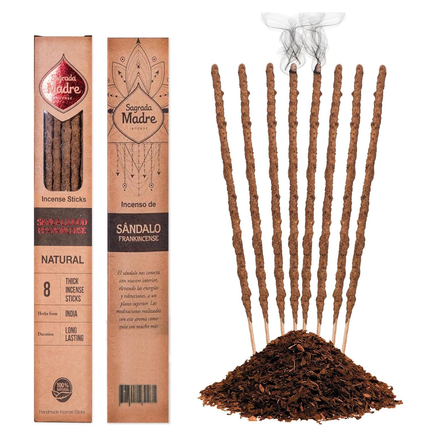 Varitas de Incienso Sagrada Madre Sándalo Natural 8 Pcs 22.86 cm