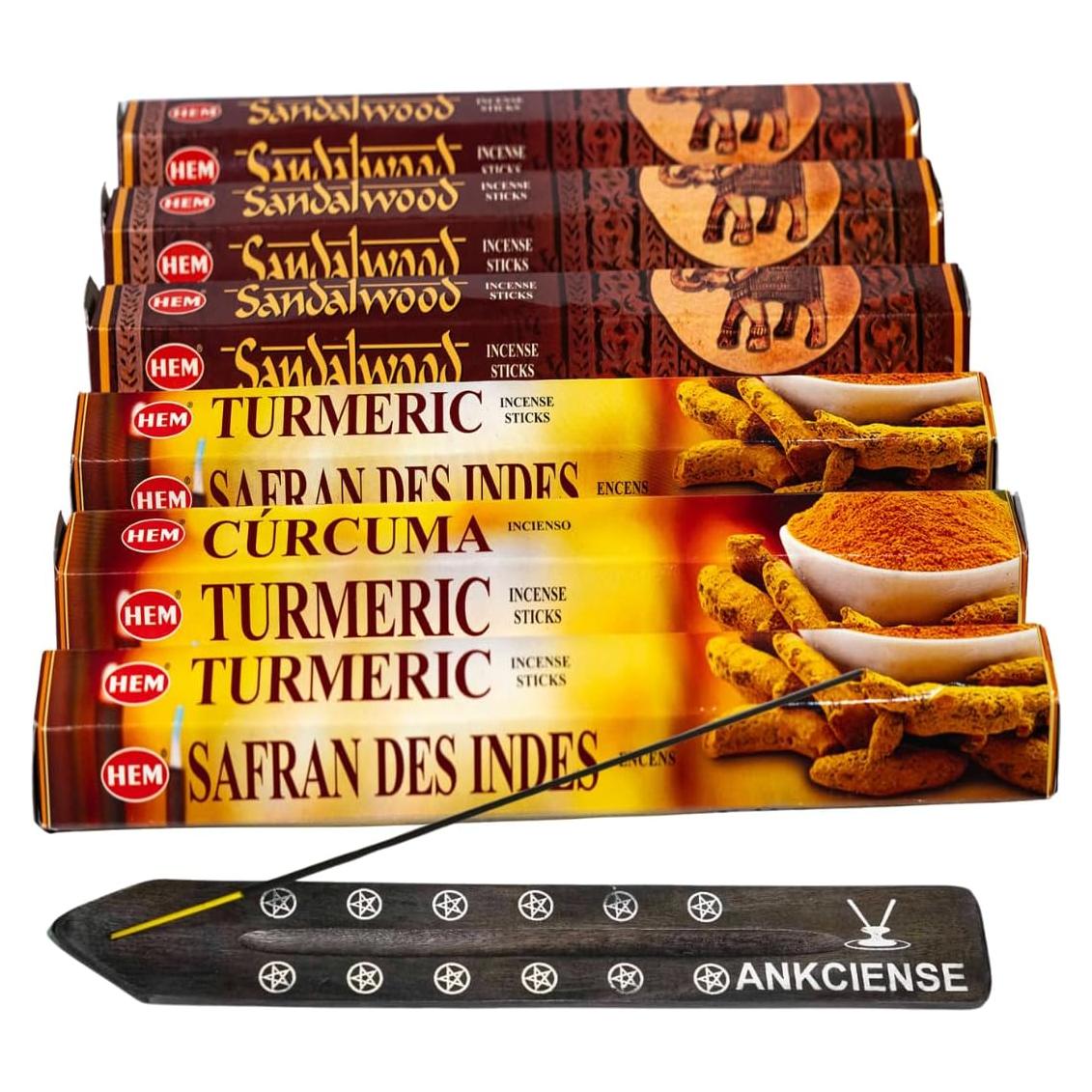 Incienso de Sándalo y Cúrcuma Hem con Soporte ANKCIENSE 120 Varitas