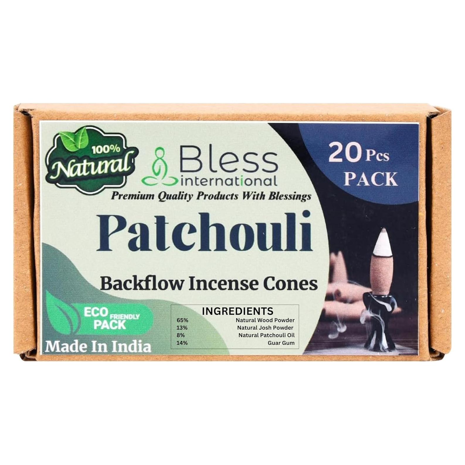 Conos de Incienso de Retroceso Patchouli Bless International - 20 Unidades