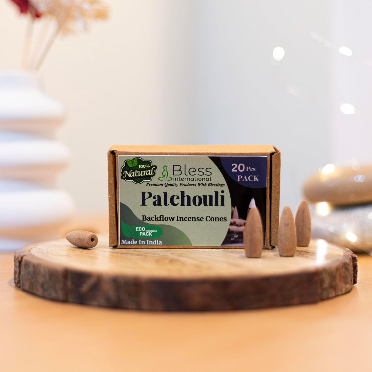 Conos de Incienso de Retroceso Patchouli Bless International - 20 Unidades