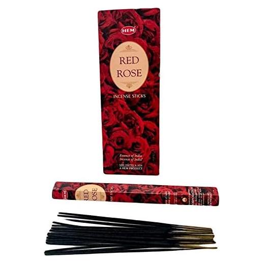 Incienso de Rosa Roja HEM - Varitas Naturales 22.86 cm - Paquete de 6