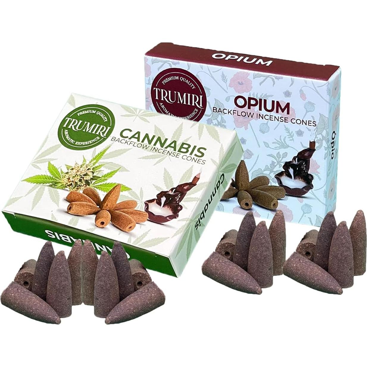 Conos de Incienso de Retroceso TRUMIRI - 20 Unidades Opio y Cannabis