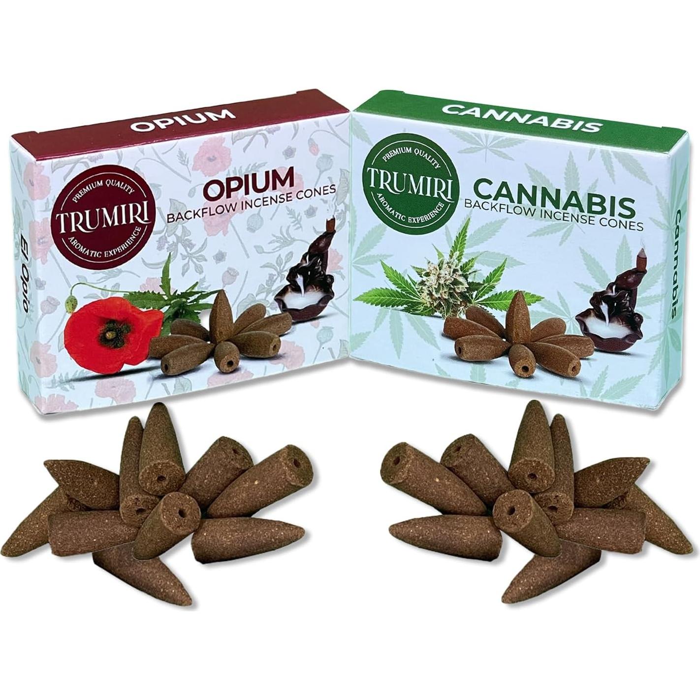 Conos de Incienso de Retroceso TRUMIRI - 20 Unidades Opio y Cannabis