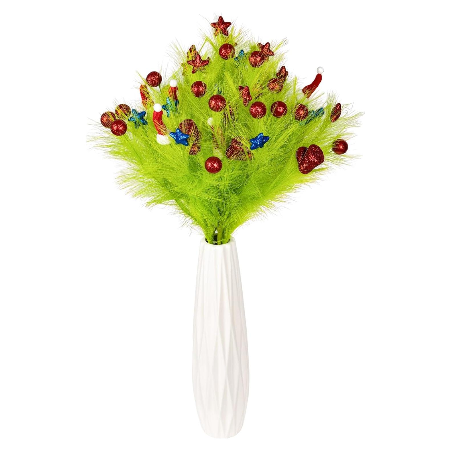 Set 6 Picos de Césped Pampas Verde Lima 96.5cm Decoración Navideña