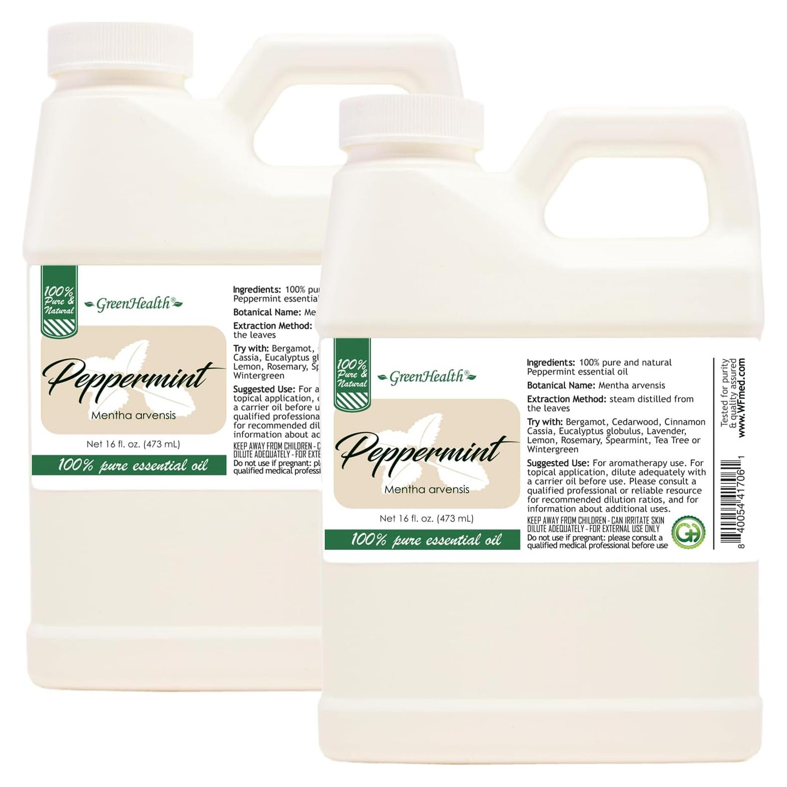 Aceite Esencial de Menta Verde WFMed - 946 ml Total - 100% Puro