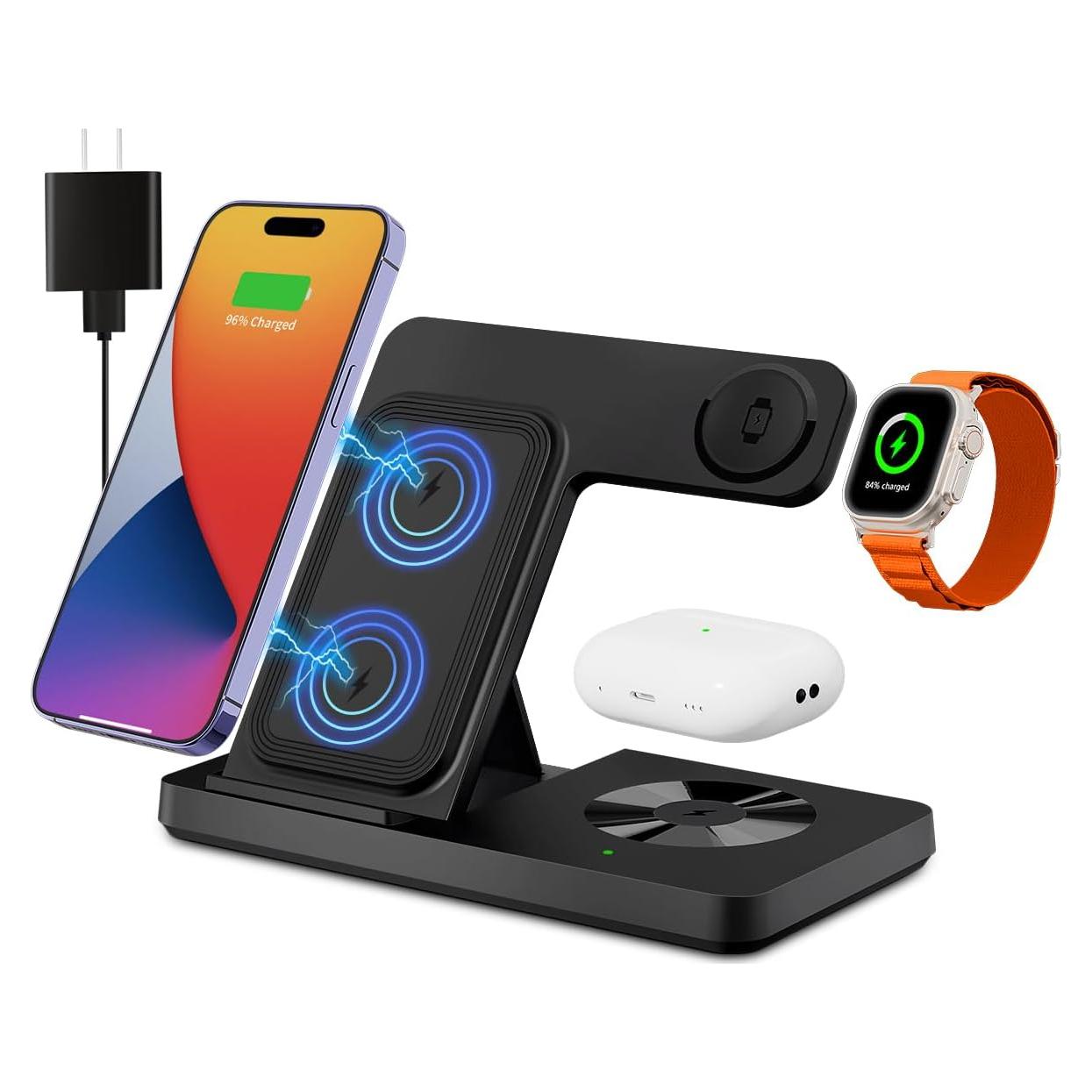 Cargador Inalámbrico 3 en 1 Dongguan para iPhone, iWatch y AirPods