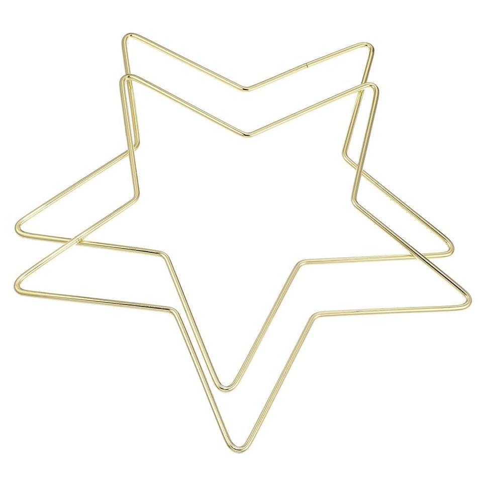2 Aros Florales de Alambre Estrella Dorados 20cm para DIY