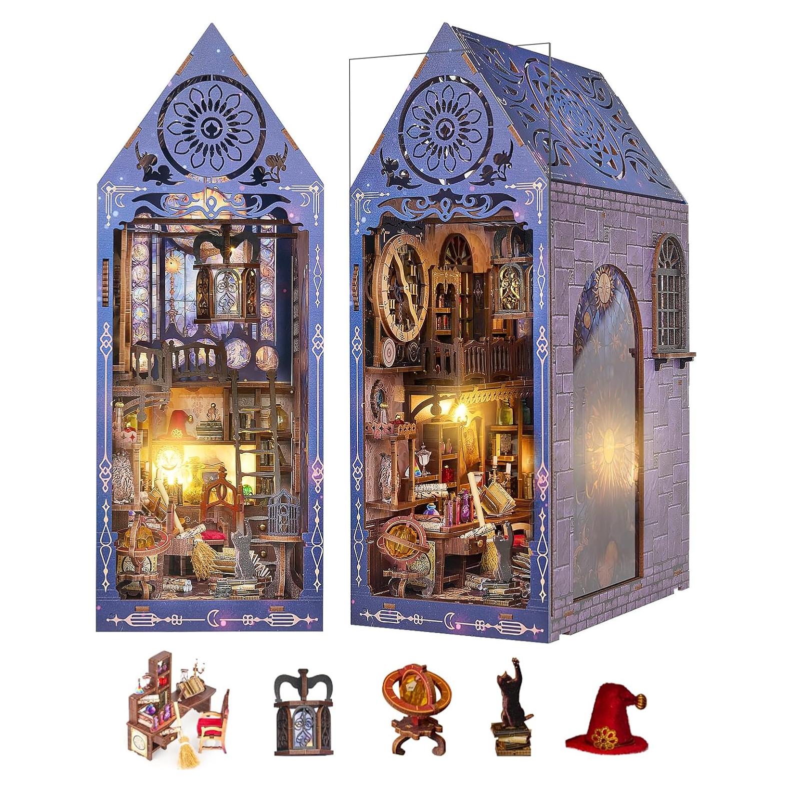 Kit de Rincón de Libros FLYNOVA - Casa Miniatura 3D DIY