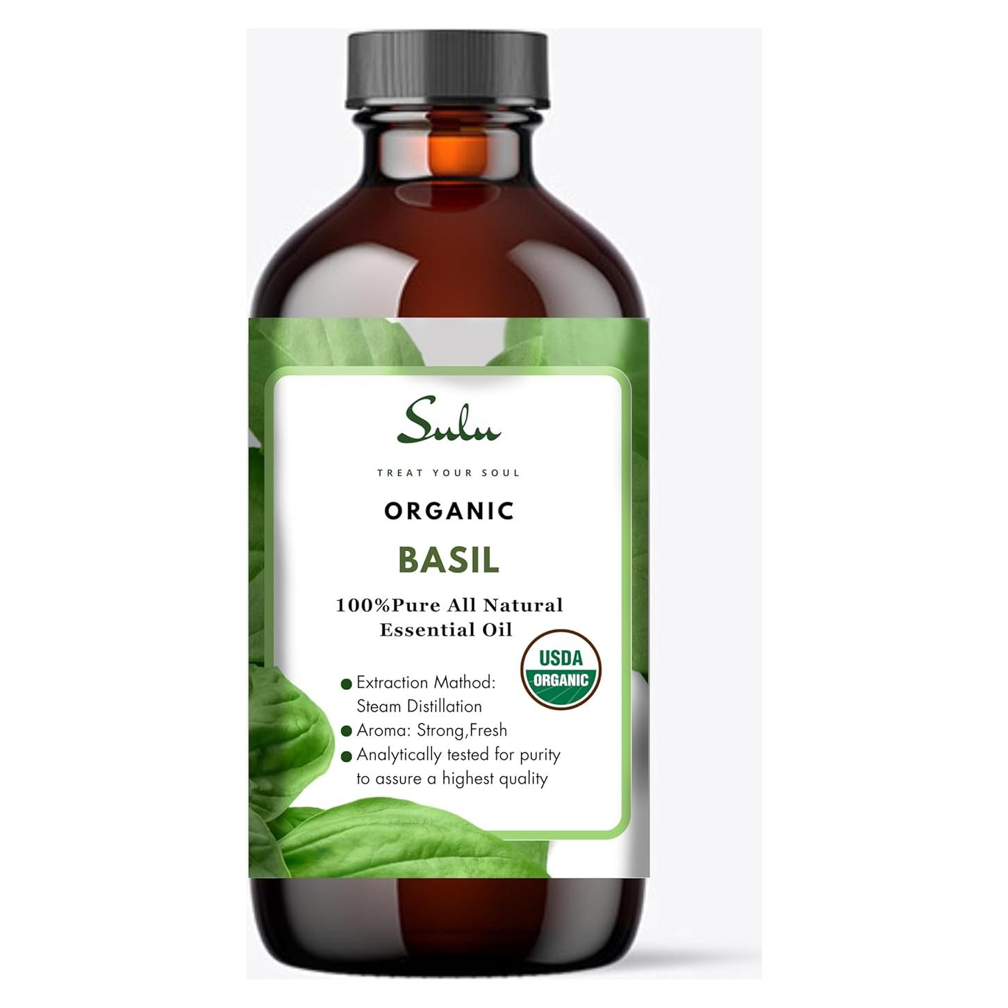 Aceite Esencial de Albahaca 100% Puro SULU ORGANICS 453 ml