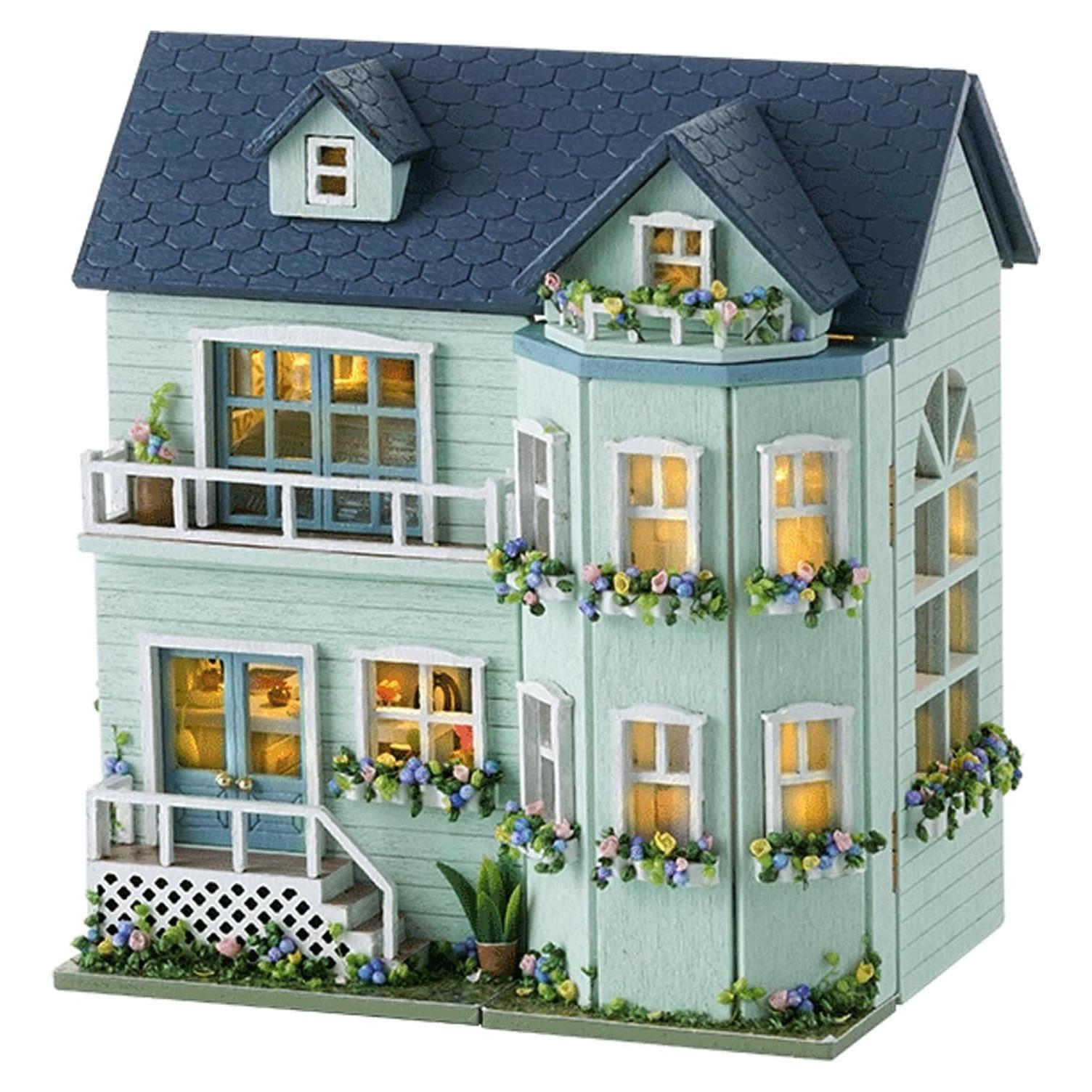 Casa de Muñecas Flever Miniatura DIY con Muebles 8,38x6,10cm