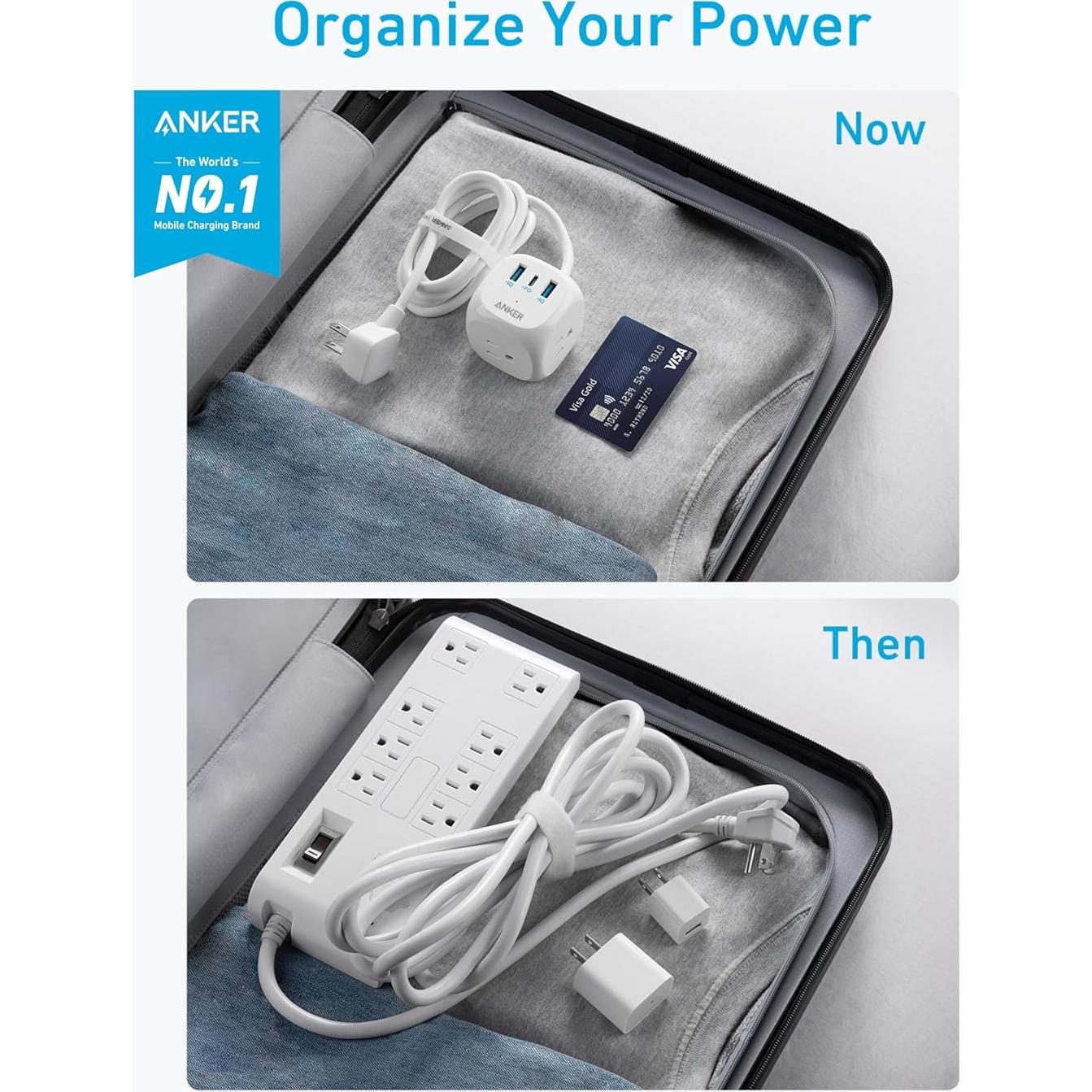 Regleta Anker 321 con 3 Salidas y Carga USB-C 1.52m