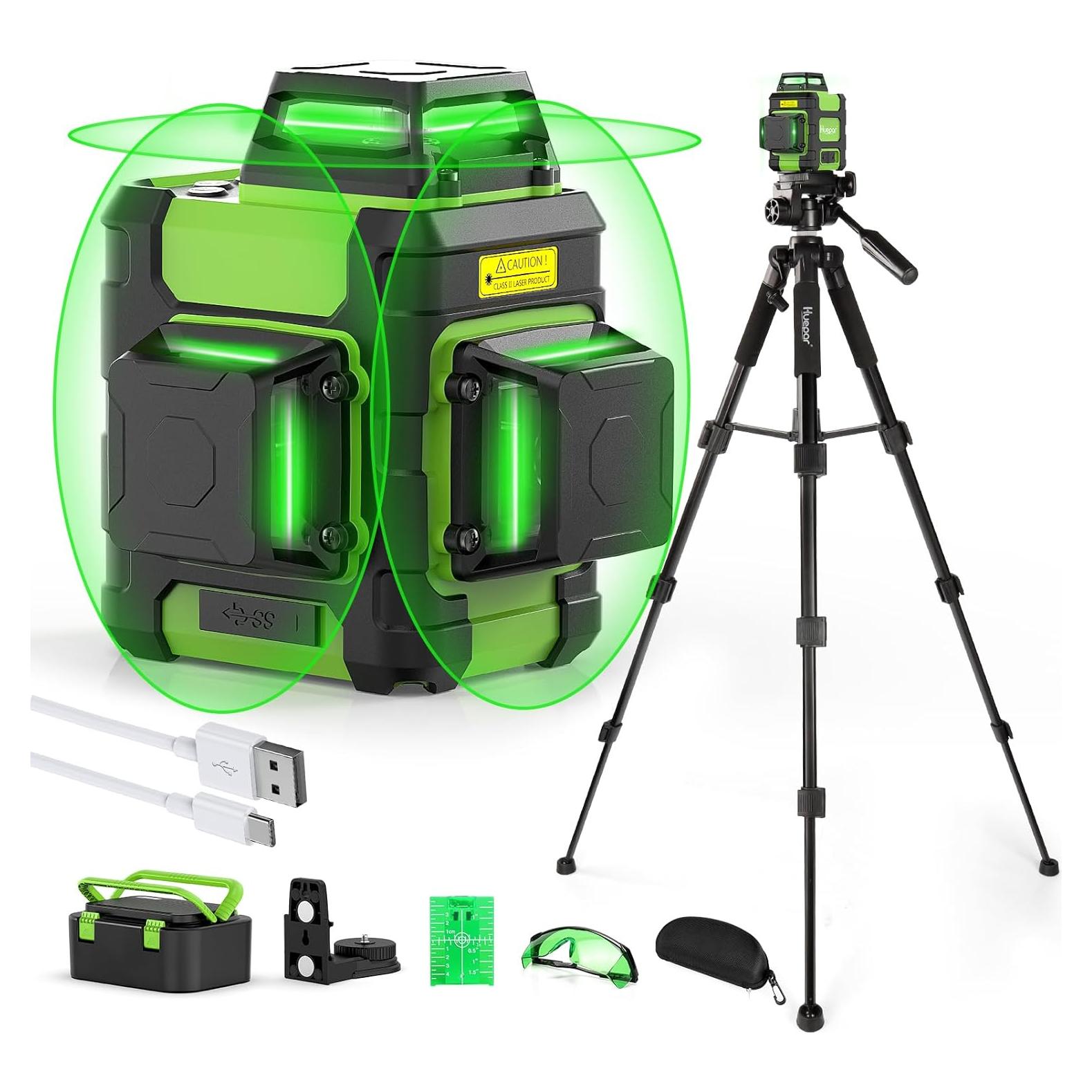 Nivel Láser Huepar 360° con Trípode 127 cm y Modo Pulso