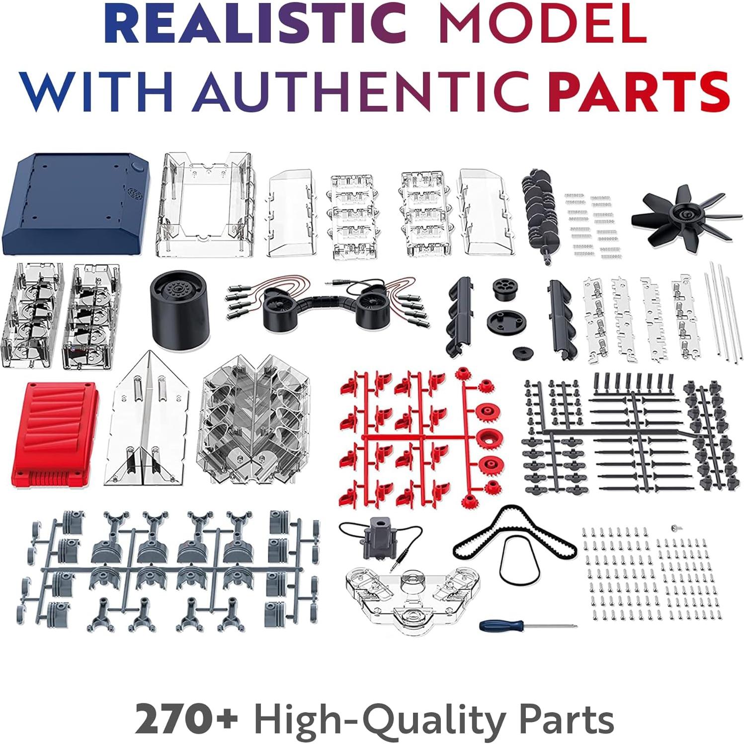 Kit Motor Mini V8 Playz - 270 Piezas STEM para 12 Años