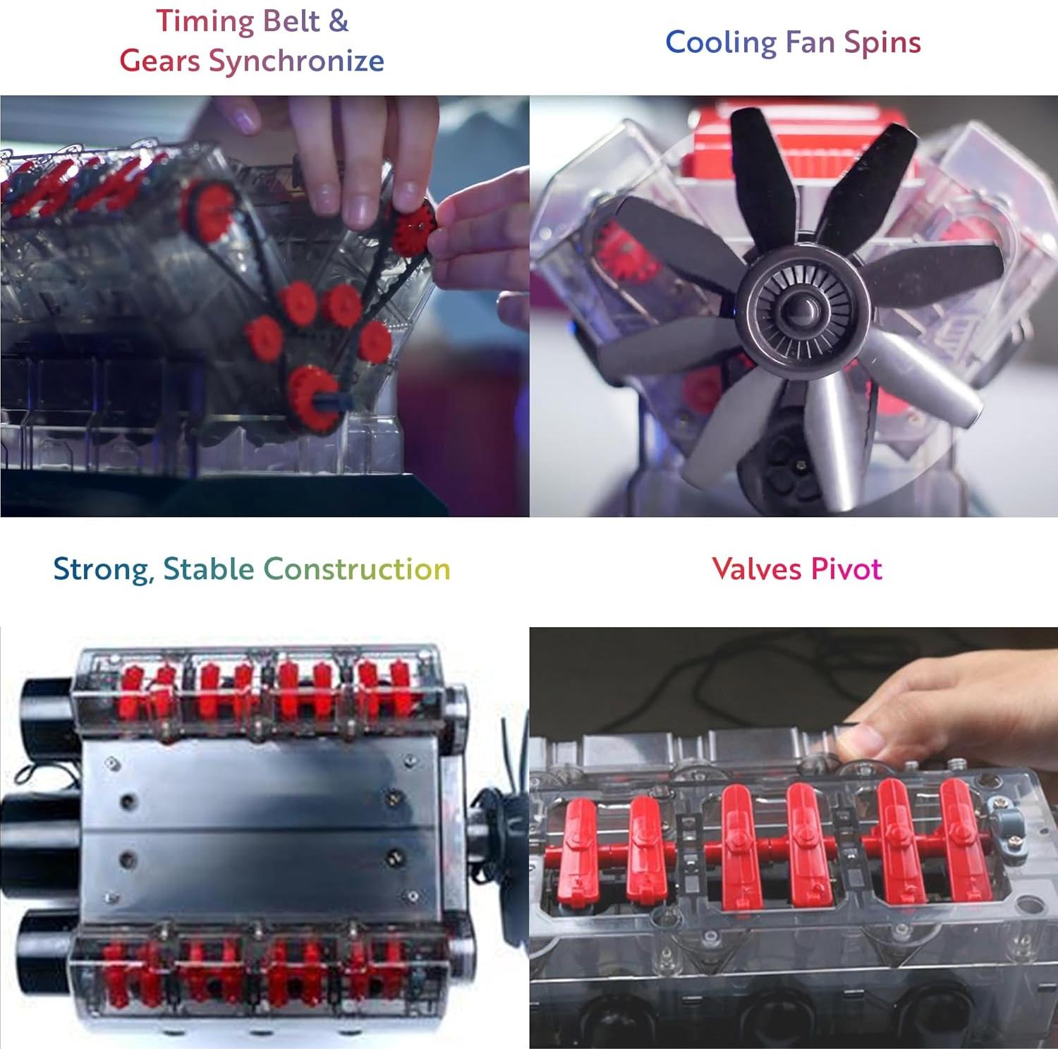 Kit Motor Mini V8 Playz - 270 Piezas STEM para 12 Años