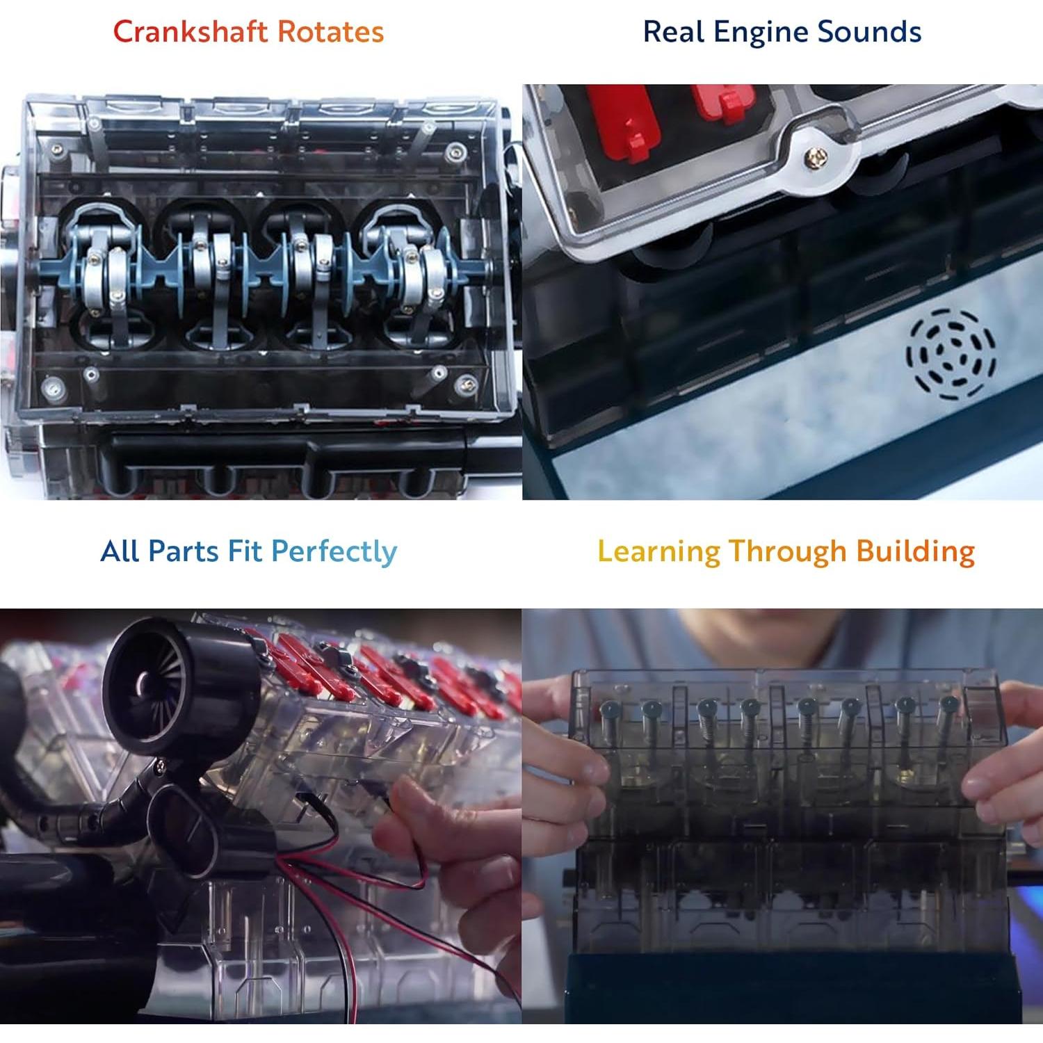 Kit Motor Mini V8 Playz - 270 Piezas STEM para 12 Años