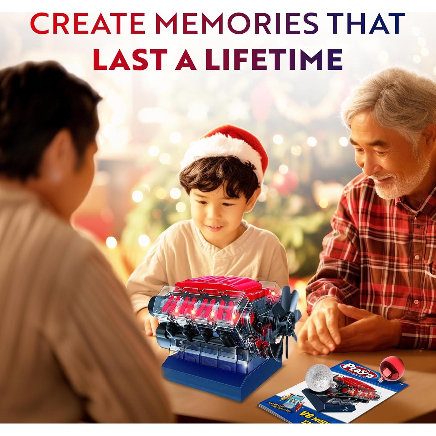 Kit Motor Mini V8 Playz - 270 Piezas STEM para 12 Años