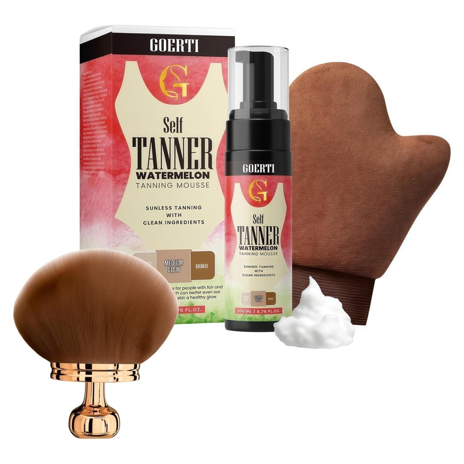 Mousse Autobronceador GOERTI 200ml + Guante Aplicador - Bronceado Natural Medio