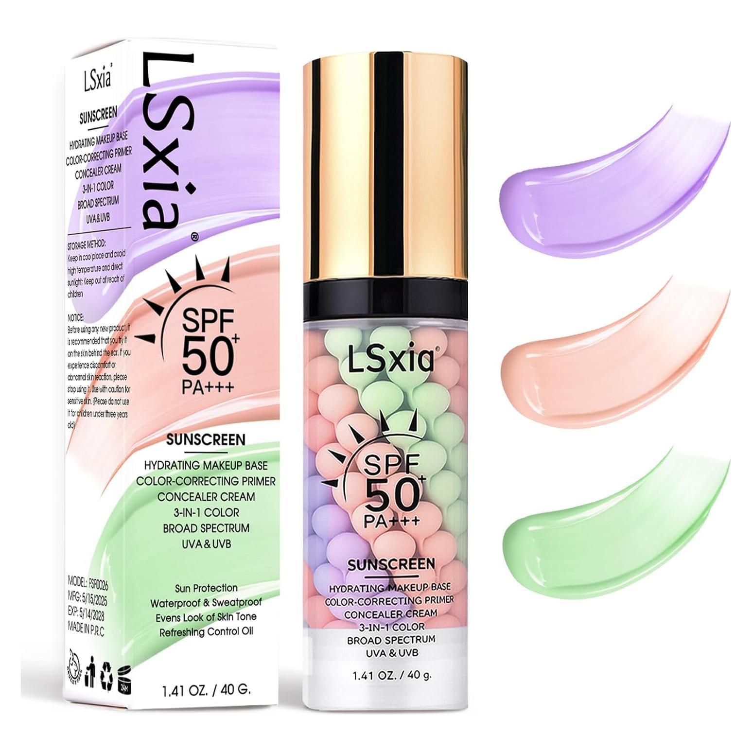 Primer Hidratante 3 en 1 LSxia SPF 50 Corrector Color #01